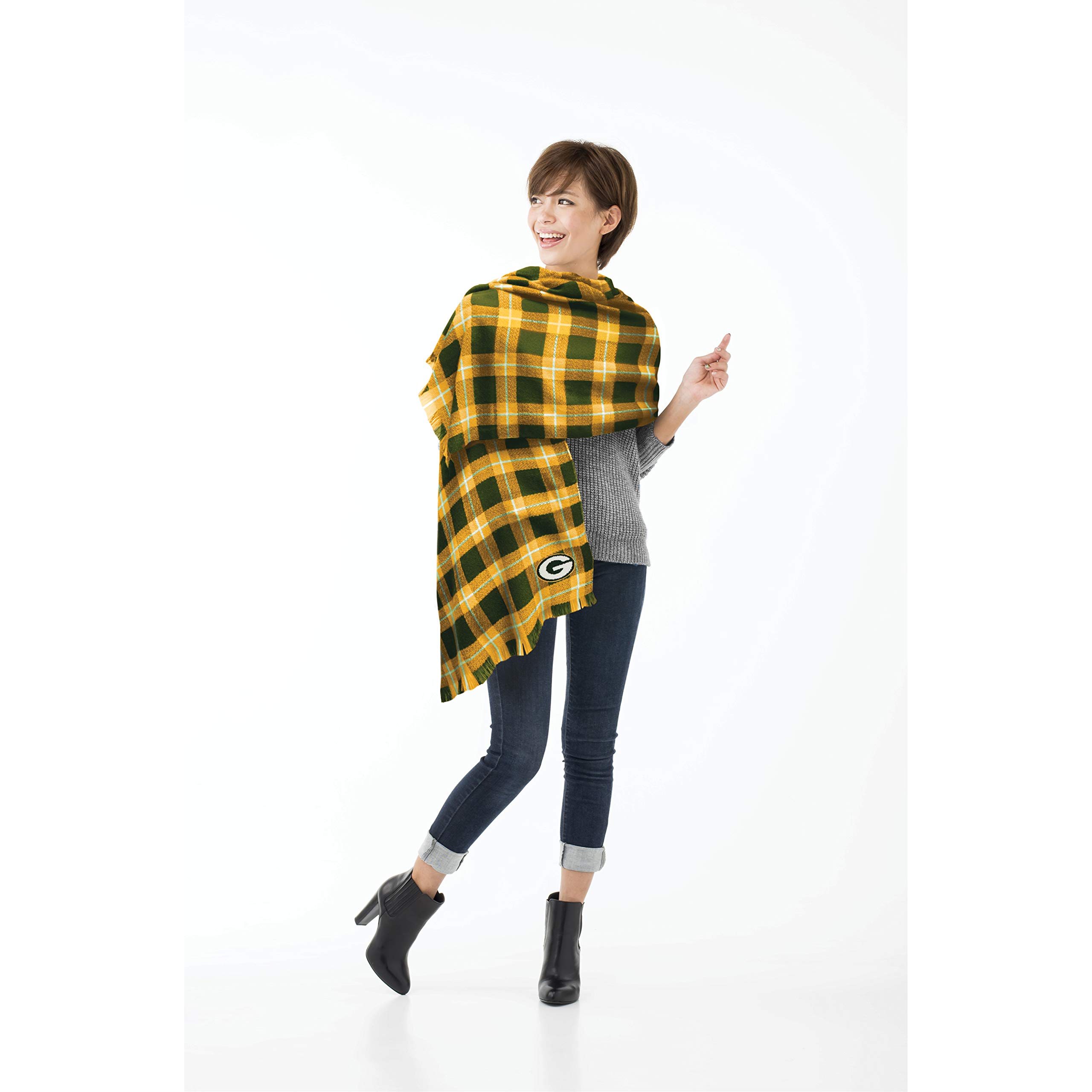 Littlearth Green Bay Packers NFL Plaid Blanket Scarf