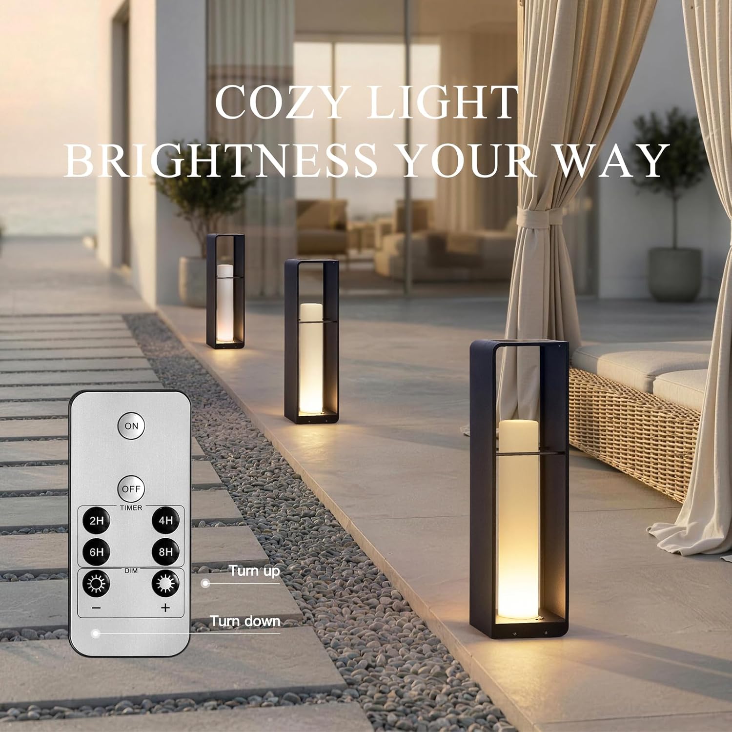 Smart Floor Lamp Dimmable, Cordless Dusk to Dawn Solar Lanterns Outdoor, Large Led Corner Floor Lamps with Remote Control, IP65 Waterproof Outdoor Lamp for Patio Driveway Garden Yard Lawn Decor