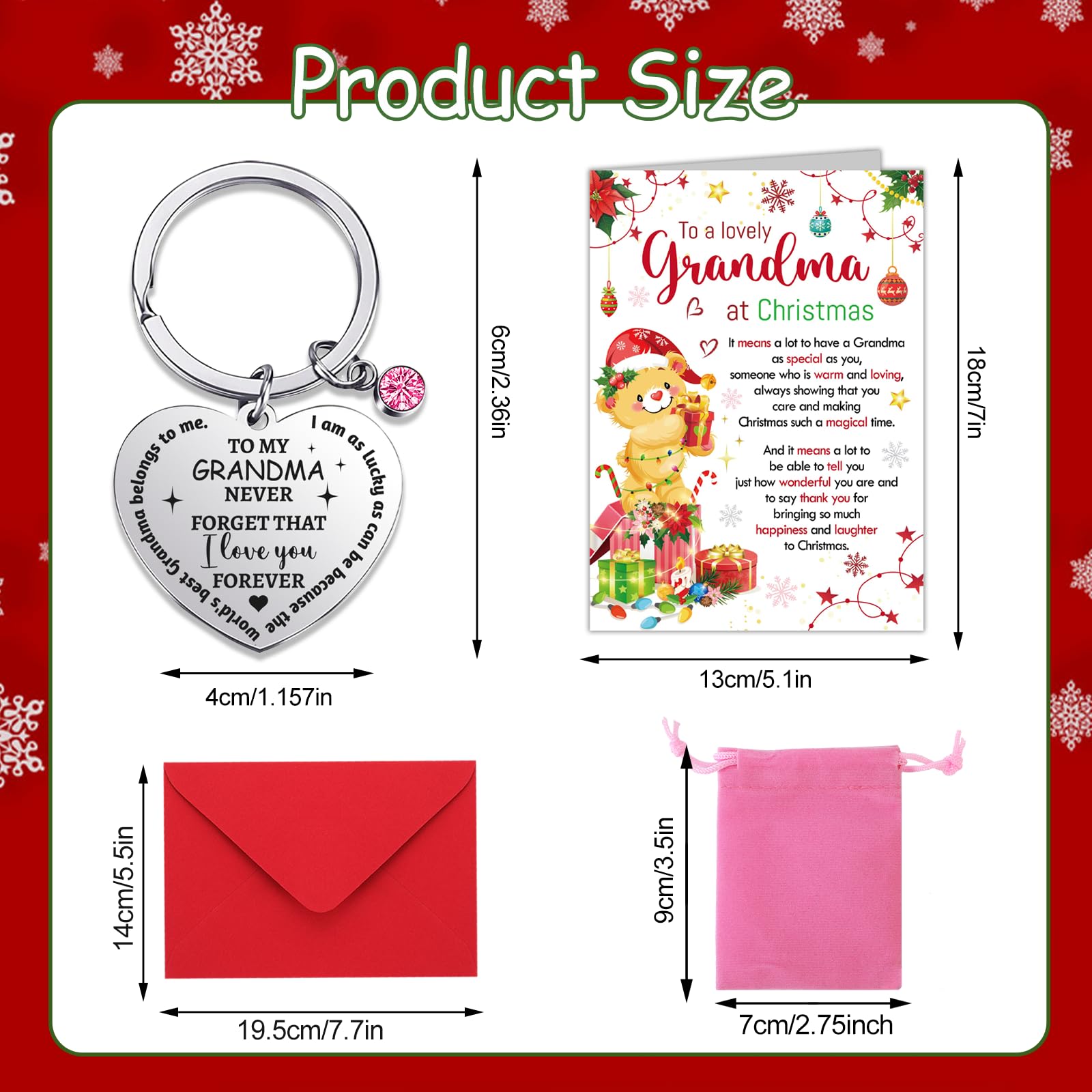 HOWAF Grandma Christmas Card, Xmas Card Grandma Gifts & Keyring, Gifts for Christmas - Image 2