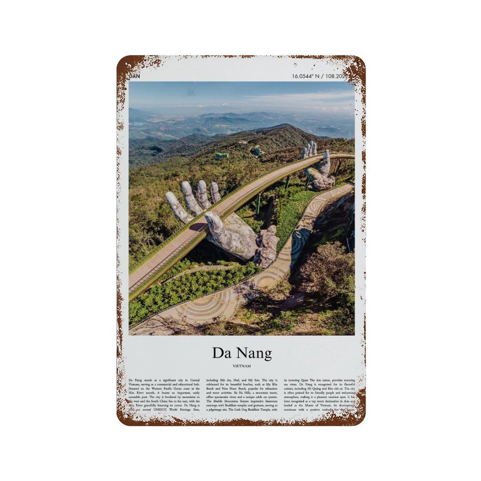 xiaoxiaoshen Da Nang Vietnam City Scenery Wall Decor Art Metal Tin Poster Modern Home Decor Art Home Bar Shop Decorations Vintage Sign 30x20cm