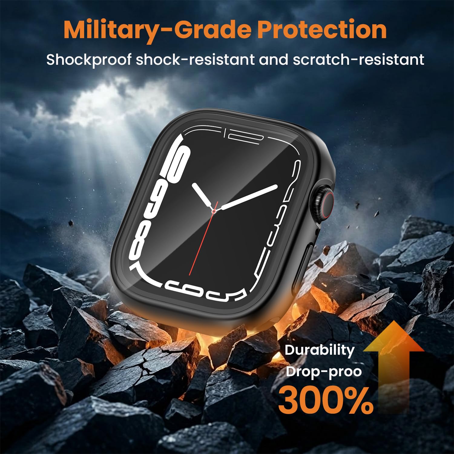YIJDACASE Coque étanche 3 en 1 IP67 pour Apple Watch Series 4/5/6/SE 44 mm avec protection d'écran en verre trempé 【Protection complète à 360°】 Coque fine en polycarbonate rigide compatible iWatch