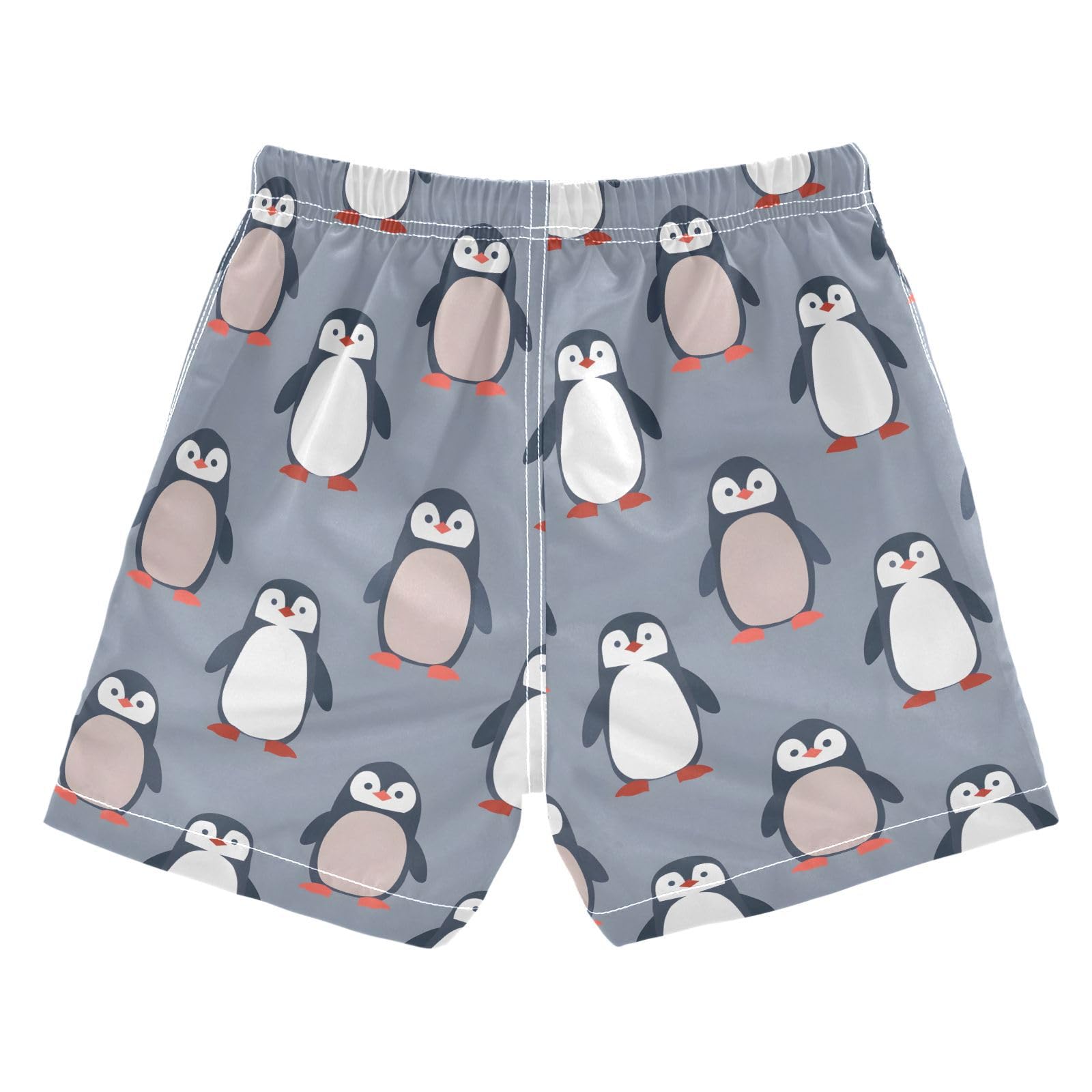 ALAZA Color Animal Penguin Boys Quick Dry Beach Board Shorts Kids Swim Trunks Bathing Suit Swimsuit XS Multicolor