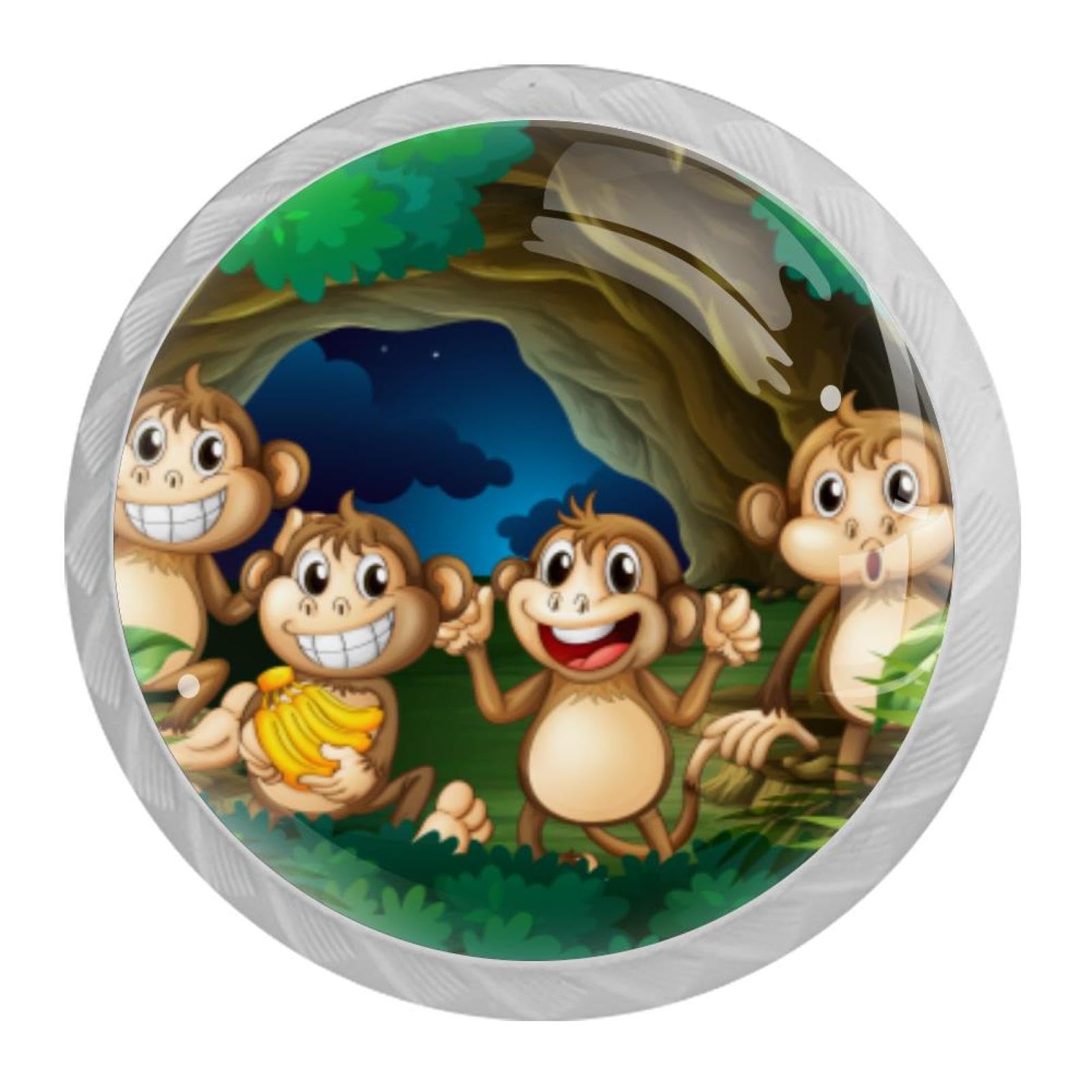 Tqmspg Multi08 4 Pieces Drawer Pulls Animal Monkeys Door Knobs Dresser Handles For Kitchen Wardrobe Cupboard Hardware Furniture