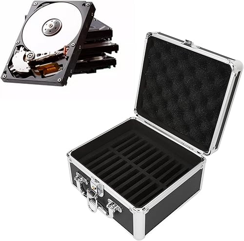 Miniatura 7 de plplaaoo Caja de almacenamiento de disco duro de 2.5 pulgadas, 20 bahías de doble protección, funda de disco duro con cerradura de seguridad, caja