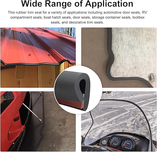 Miniatura 6 de Borde de goma en U de longitud del canal con diseño autoadhesivo para puertas de automóvil, esquinas de mesa, etc. (19.7 pies, negro)