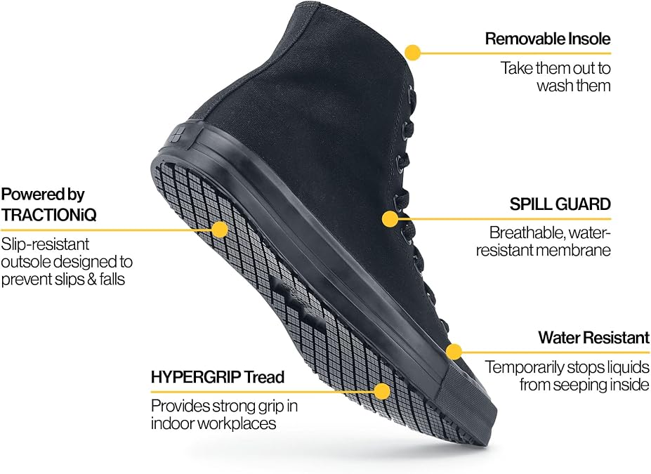 Shoes for Crews Unisex Slip-Resistant High-Top Work Sneakers Comfortable, Water-Resistant Women's & Men's Shoes for Hospitality, Administrative Roles & More - Pembroke