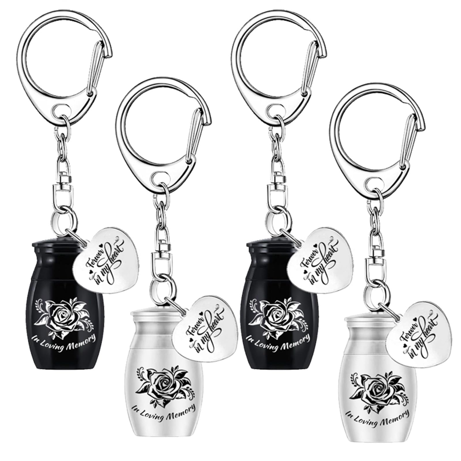 weikui Rose Flower Cremation Jewelry Keychain Charm Memorial Urn 4-Piece Set Cremation Urn Human/Pet Ashes Keychain