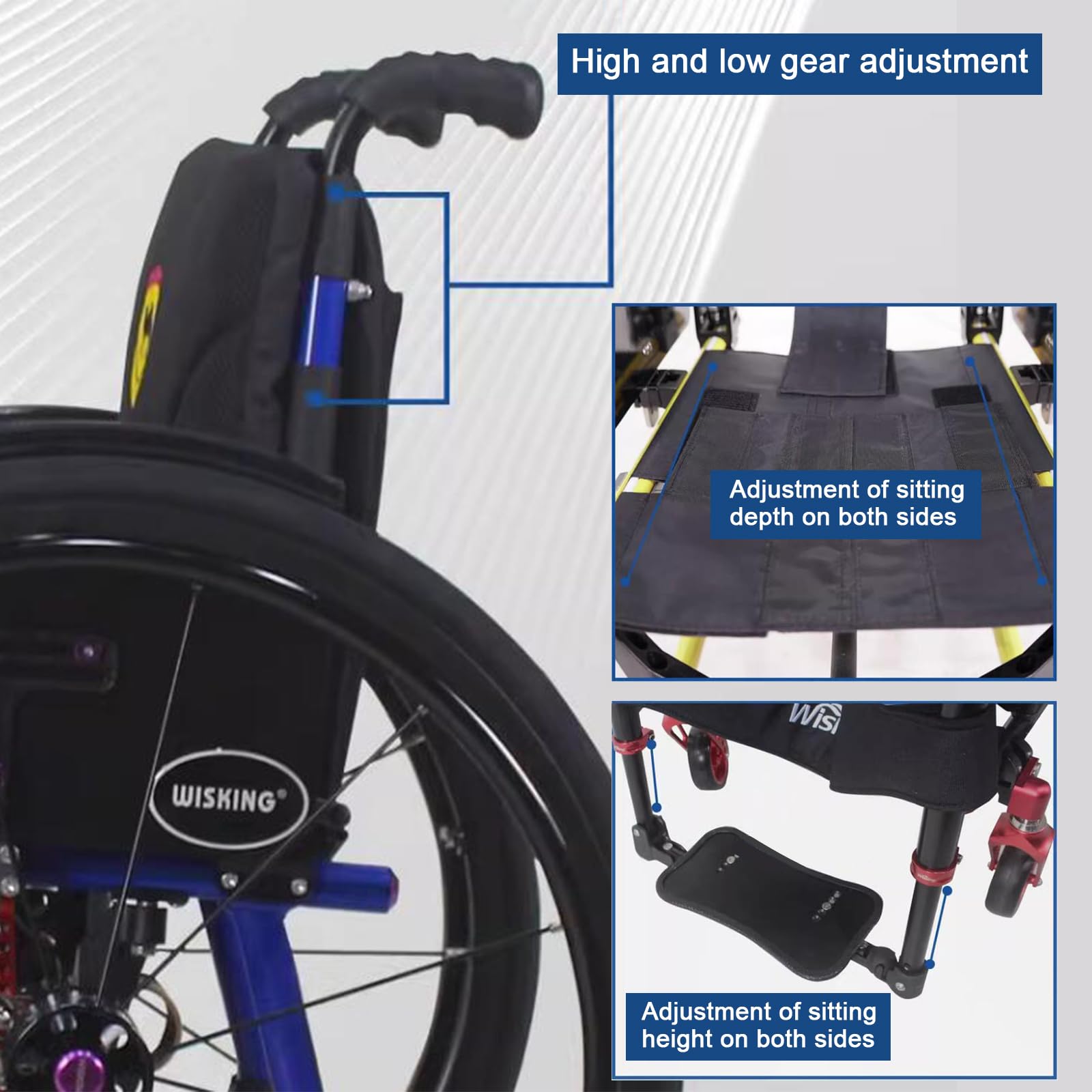 Silla de ruedas deportiva para discapacitados, manual, autopropulsada, ligera, plegable, de aleación de aluminio, adecuada con ruedas traseras de liberación rápida y ruedas antivuelco (ancho del