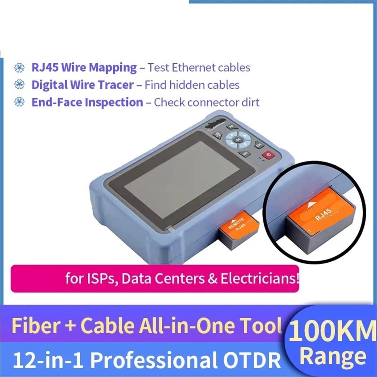 medidor potencia optica Probador De Cable Fibra Óptica OTDR 12 En I 1310 1550 1610nm NK4000D Pantalla Táctil VFL OLS Mapa Eventos para cables, cables y líneas de PCB(UPC)