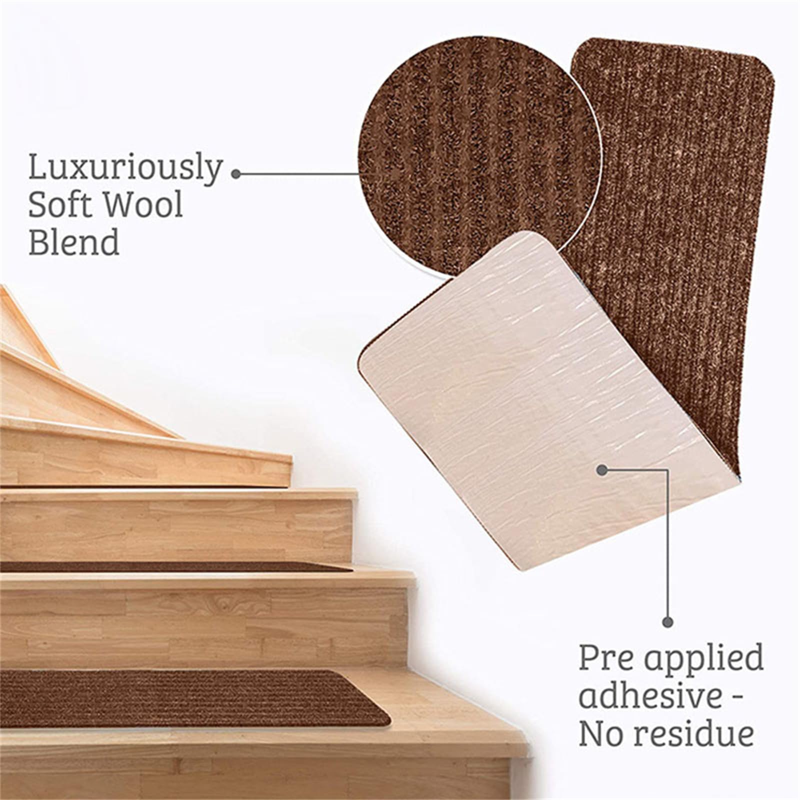 Lot de 8 tapis d'escalier autocollants, antidérapants, amovibles et réutilisables, idéal pour les enfants, les personnes âgées et les animaux domestiques (lot de 8, bandes de couleur)
