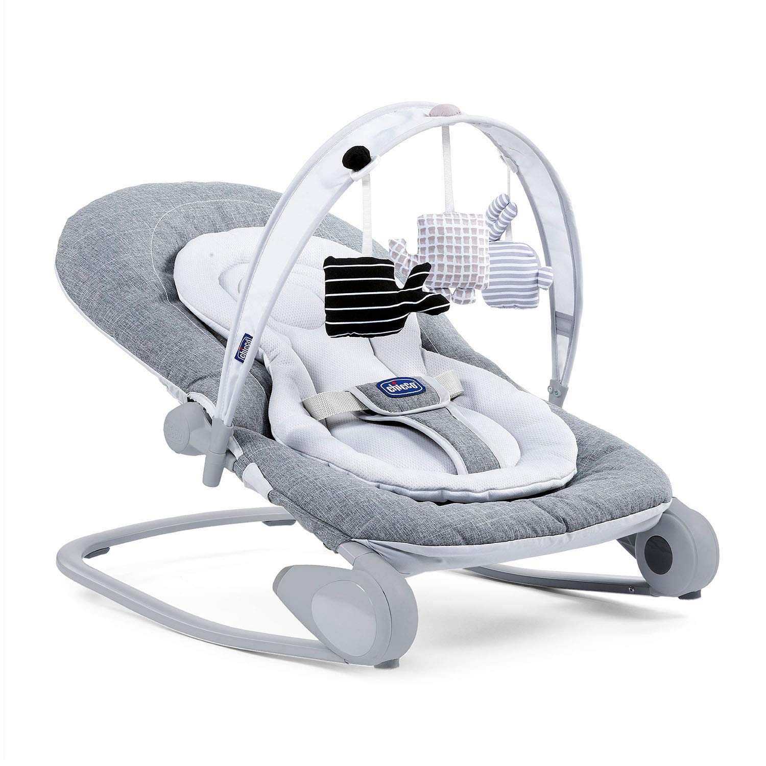 Chicco Hoopla Babywippe, bequeme und animierende Wippe, mit Spielbar und Textilanhängern, 4-fach verstellbar, modular und kompakt, von 0 Monaten bis 18 kg