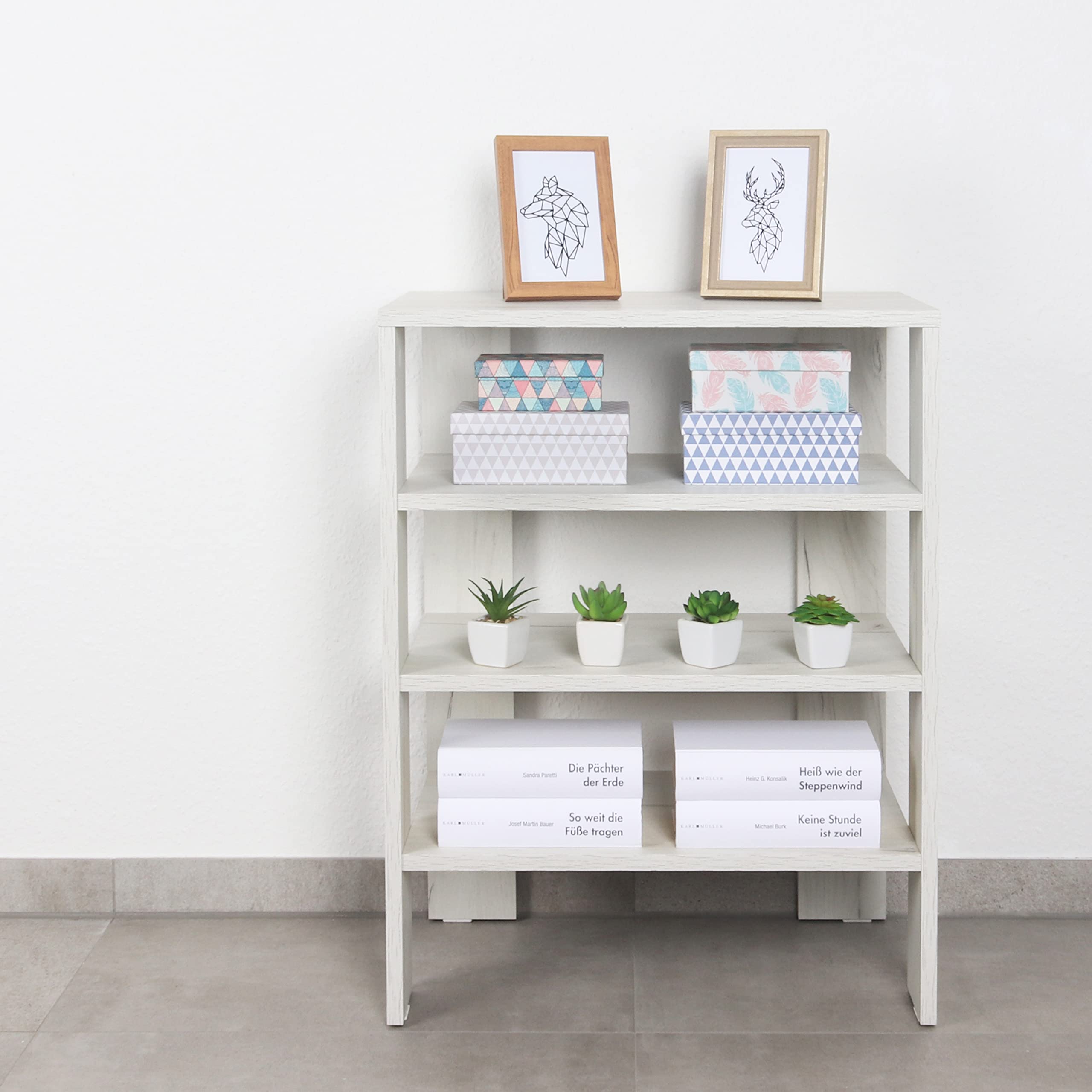 RICOO Regał na buty WM039-EP 70 x 55 x 32 cm regał drewniany dąb Picard regał stojący szafka na buty regał na książki organizer szafka na książki szafka do salonu