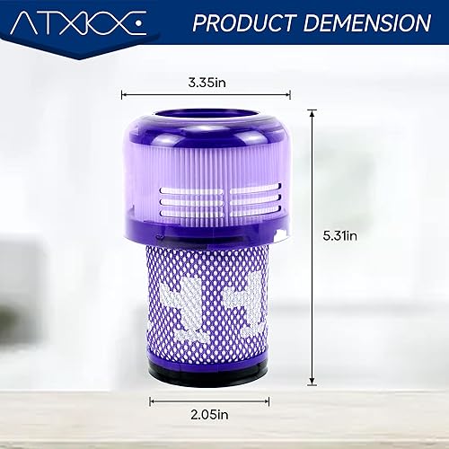 Miniatura 6 de ATXKXE Filtro de repuesto V12 para aspiradora inalámbrica Dyson V12 Detect Slim y V12 Slim, número de pieza 971517-01, paquete de 3 filtros y 1