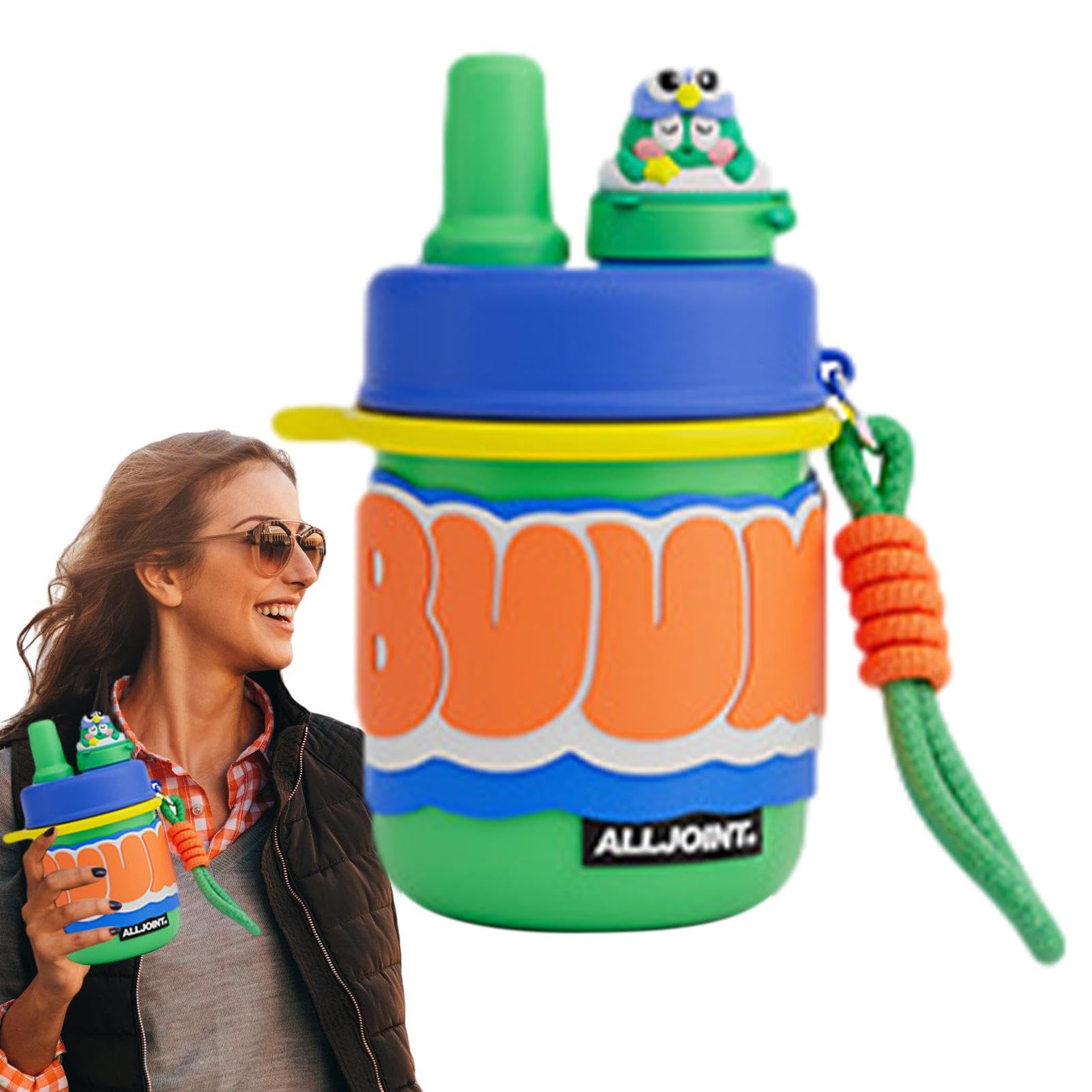 Botella de agua de dibujos animados para niños, botella de agua de | dibujos animados con pajita - Botella aislada de agua de dibujos animados de 420 ml con pajita - Taza de agua deportiva de