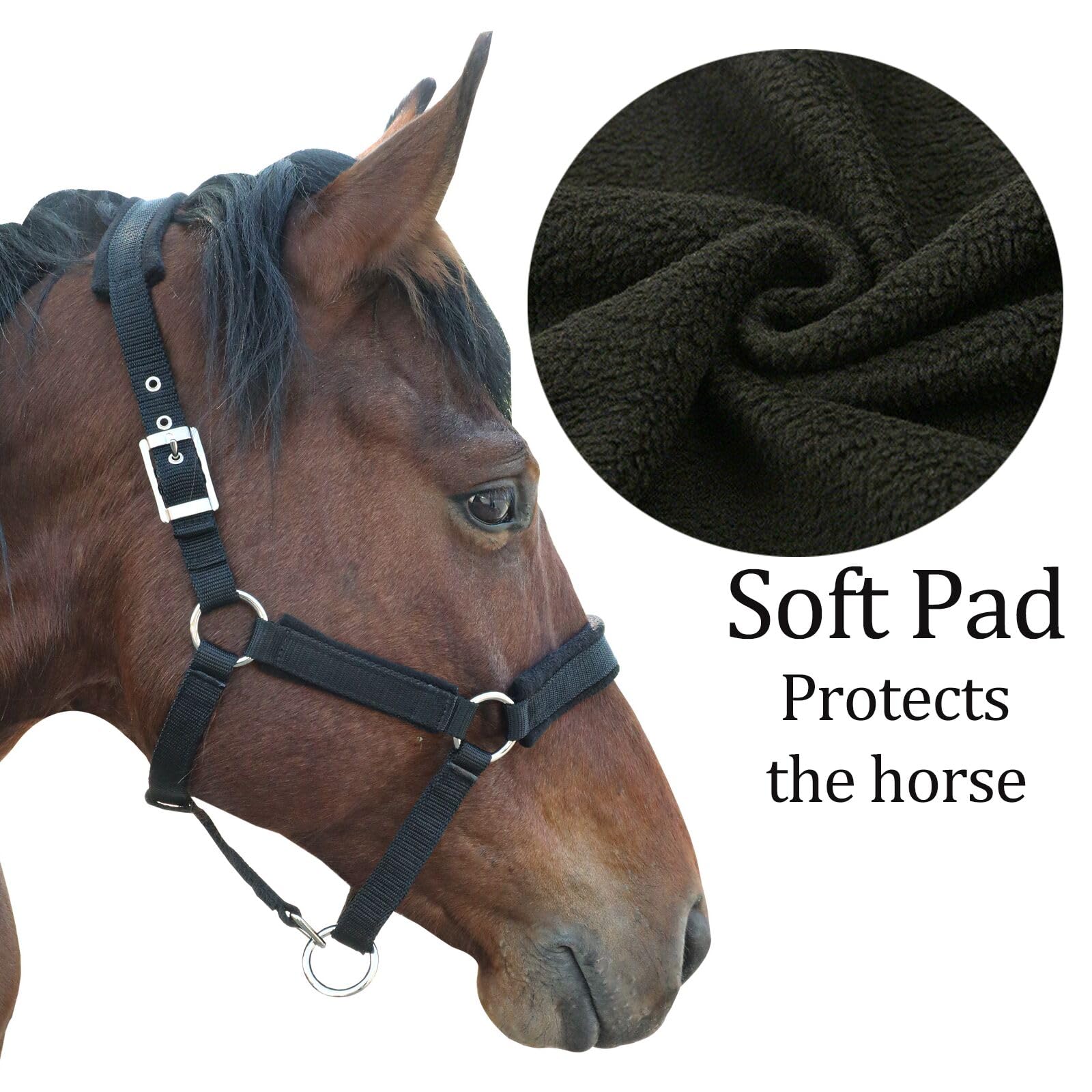 perixir Cabestro ajustable para caballo con forro polar, cabestro separable con accesorios antimanchas, cabestros ecuestres para montar a caballo