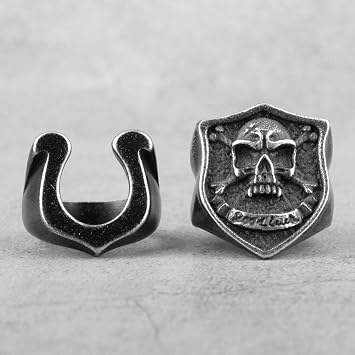 Retro Old Black Horseshoe Stainless Steel Mens Rings Punk Hip Hop for Male Boyfriend Biker Jewelry Creativity Gift Wholesale