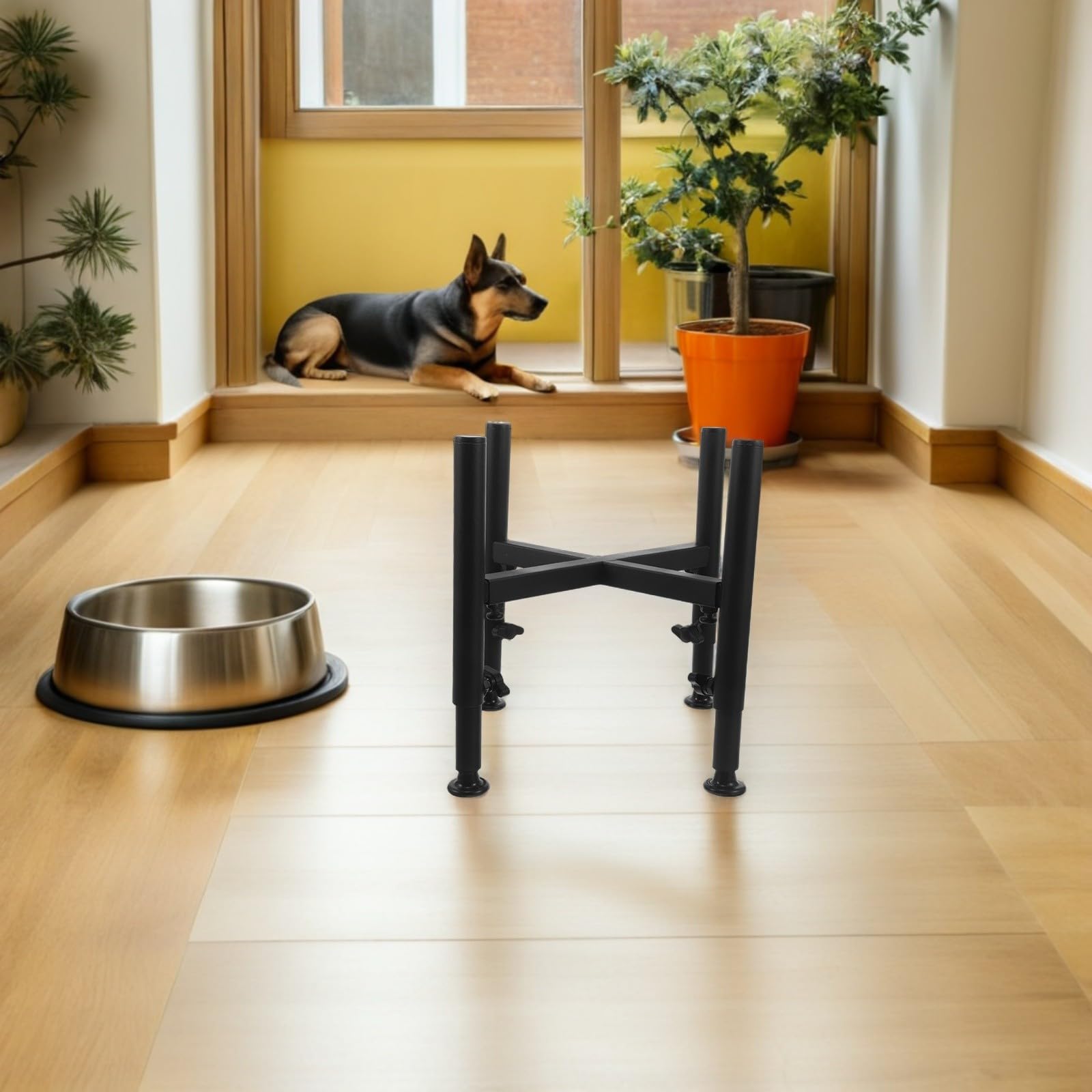Soporte para Cuencos de Perro de Madera con Ajuste de 6.3 a 10.2 Pulgadas, Base Estable y Diseño Ergonómico Adecuado para Uso Diario