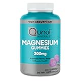 Qunol Magnesium Gummies for Adults, 200mg Elemental Magnesium (from 1,750mg Magnesium Citrate), High Absorption Magnesium Supplement, Supports Nerve, Bone and Muscle Health, Vegetarian, 120 Count