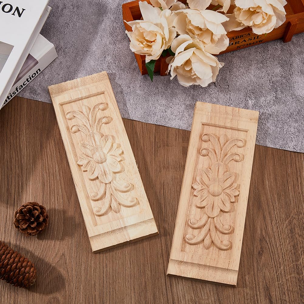 Wood Carving Home Decal Vintage Unpainted Wood Carved Decal Corner Applique Frame For Home Furniture Wall Cabinet Door Wooden Miniature Craft Wood