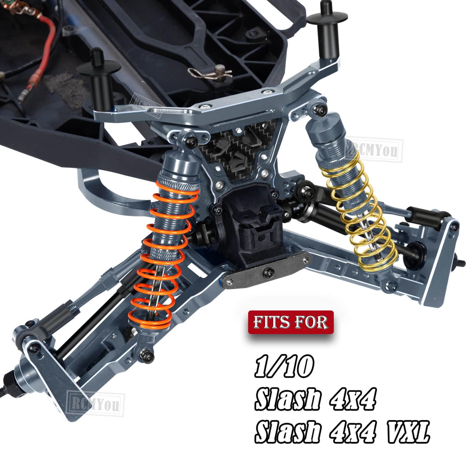 RCMYou Upgrades Part for 1/10 Slash 4x4/Slash 4x4 VXL,Alloy RC Shock Absorber,Caster Block,Steering Blocks,Rear Stub Axle Carriers,Body Mounts,Suspension Arm,Titanium