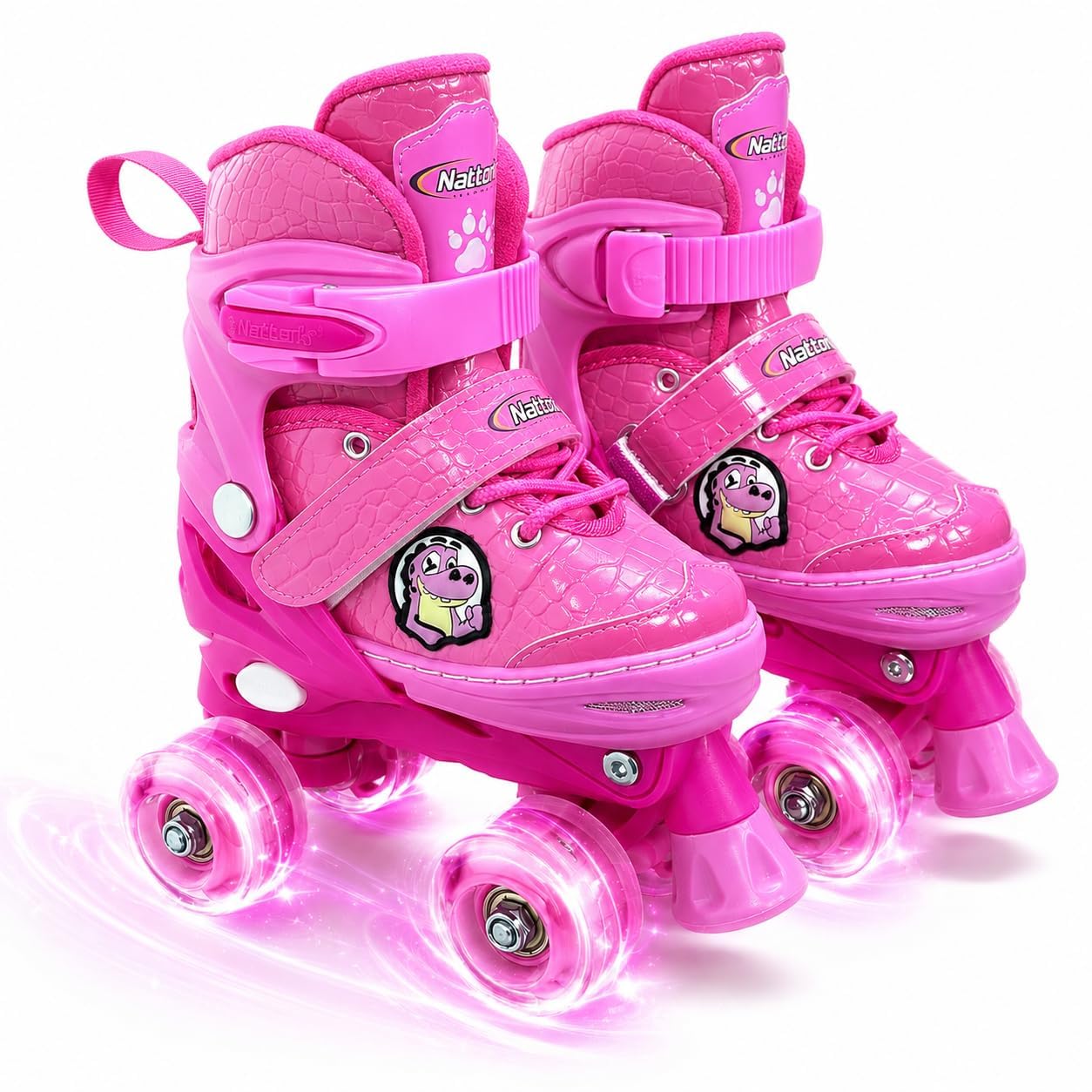 Nattork Roller Skates Boys Girls, 4 Sizes Adjustable Quad Skates with All Light up Wheels - Birthday Gift for Outdoor Indoor Sports