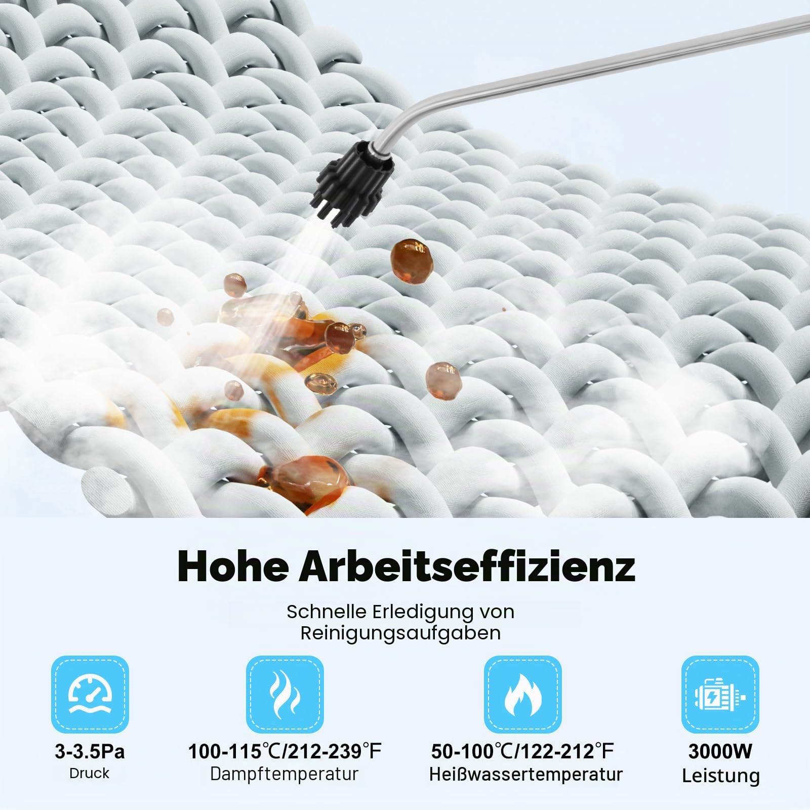 3000W Hochtemperatur Dampfreiniger KFZ Steam Cleaner Reinigungsmaschine Tragbarer Dampfreiniger, Ipx4 Hand Dampfreiniger DampfreinigungsgeräT Zur Reinigung Von Herden Dunstabzugshauben, 3,5 Bar