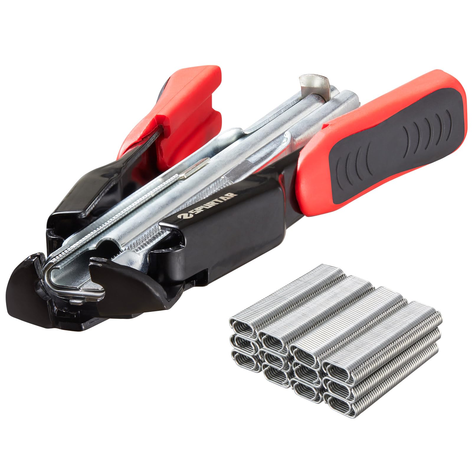 Spurtar Hog Ring Pliers Kit with 1200pcs 13/16'' Auto Feed Hog Rings Spring-Loaded for Chicken Wire Animal Fencing and Caging