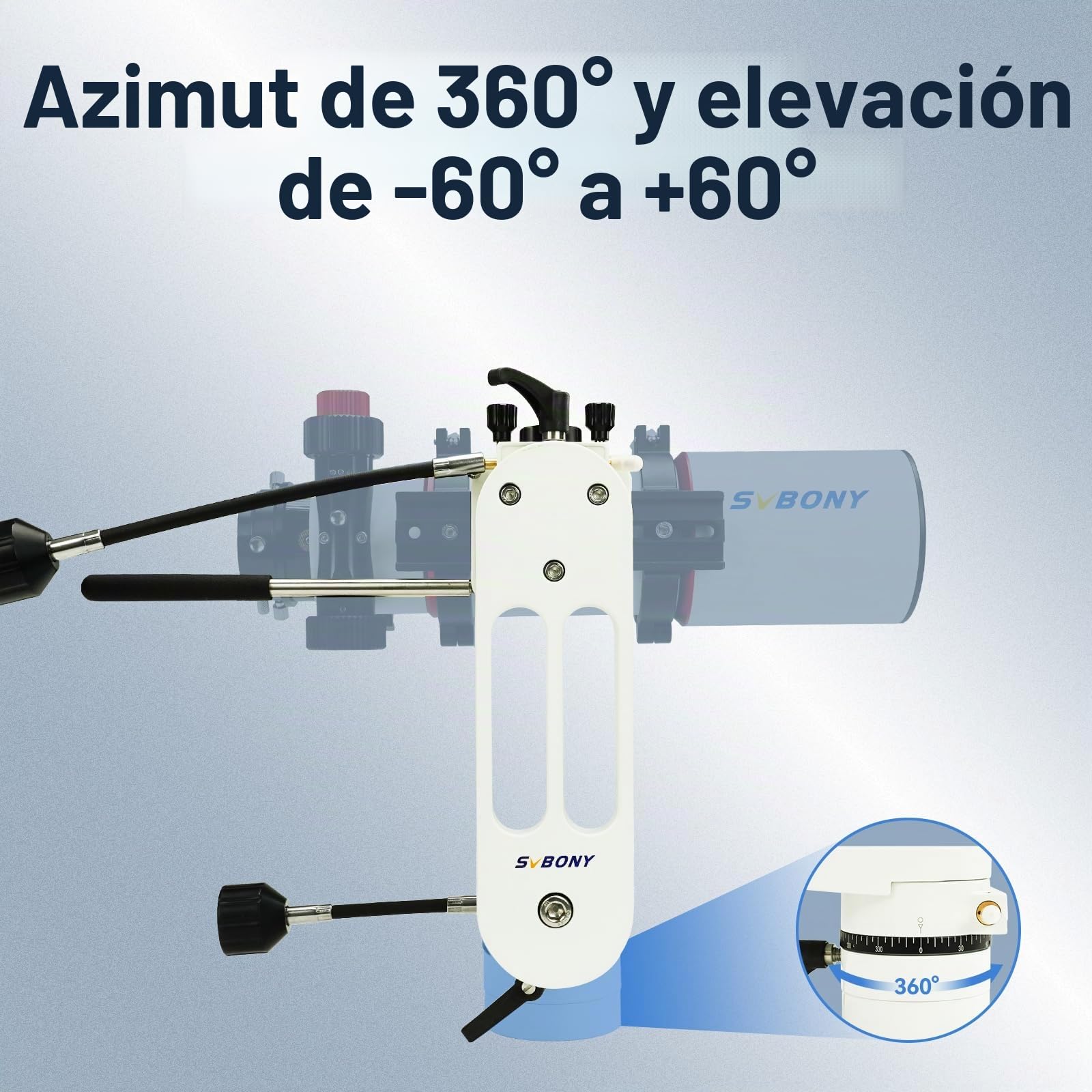 SVBONY SV225 - Montura altazimutal, de ángulo, ajustable, capacidad de carga 10 kg, estructura hueca CNC, ajuste fino, accesorios de telescopio con engranaje de velocidad variable