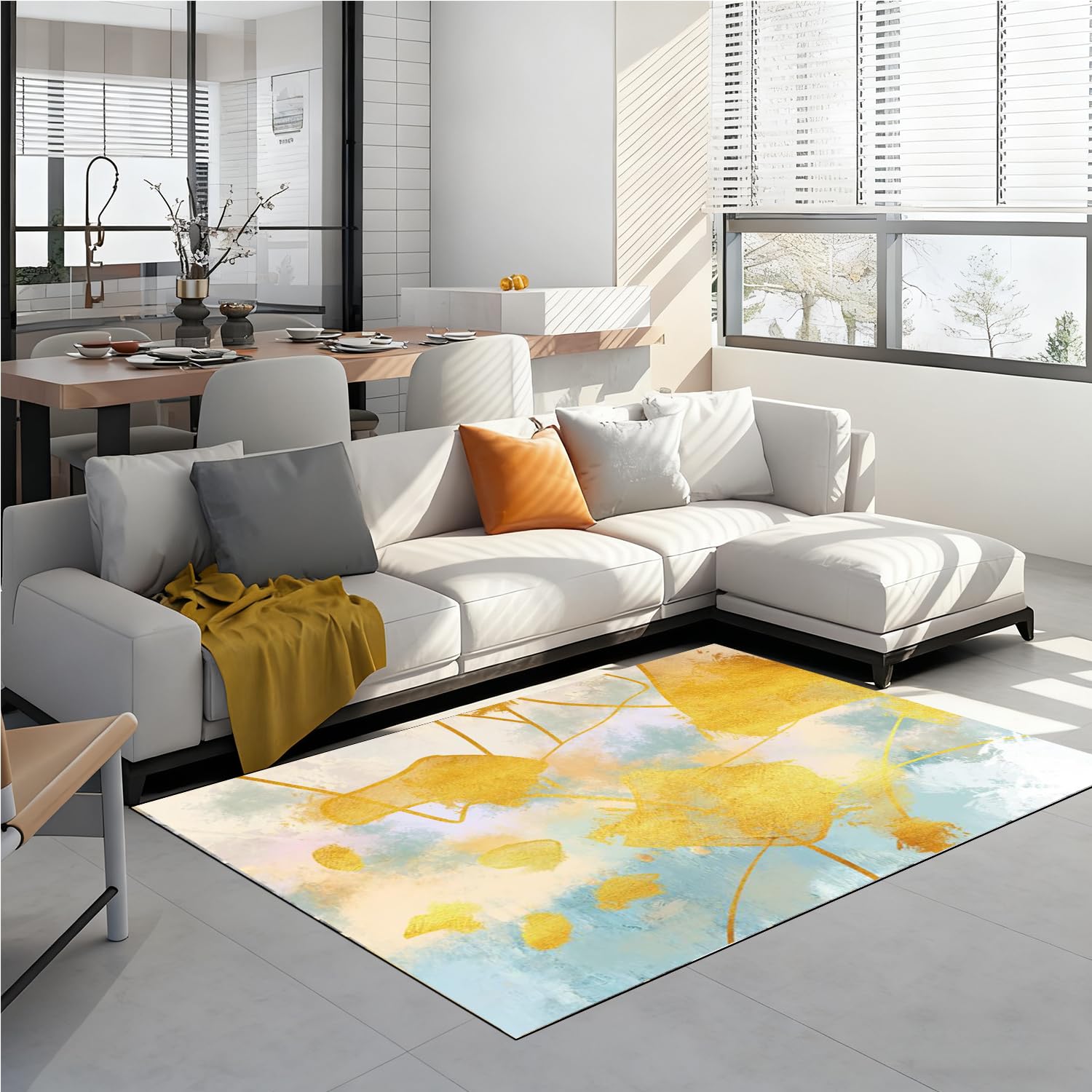 Tapis de salon antidérapant et lavable pour un entretien facile