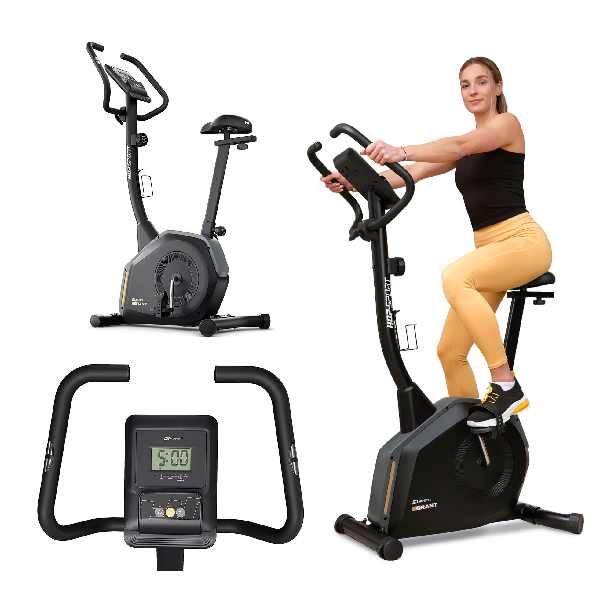Hop-Sport Fahrrad-Heimtrainer HS-4000H mit Pulsmessung, 16 Widerstandsstufen