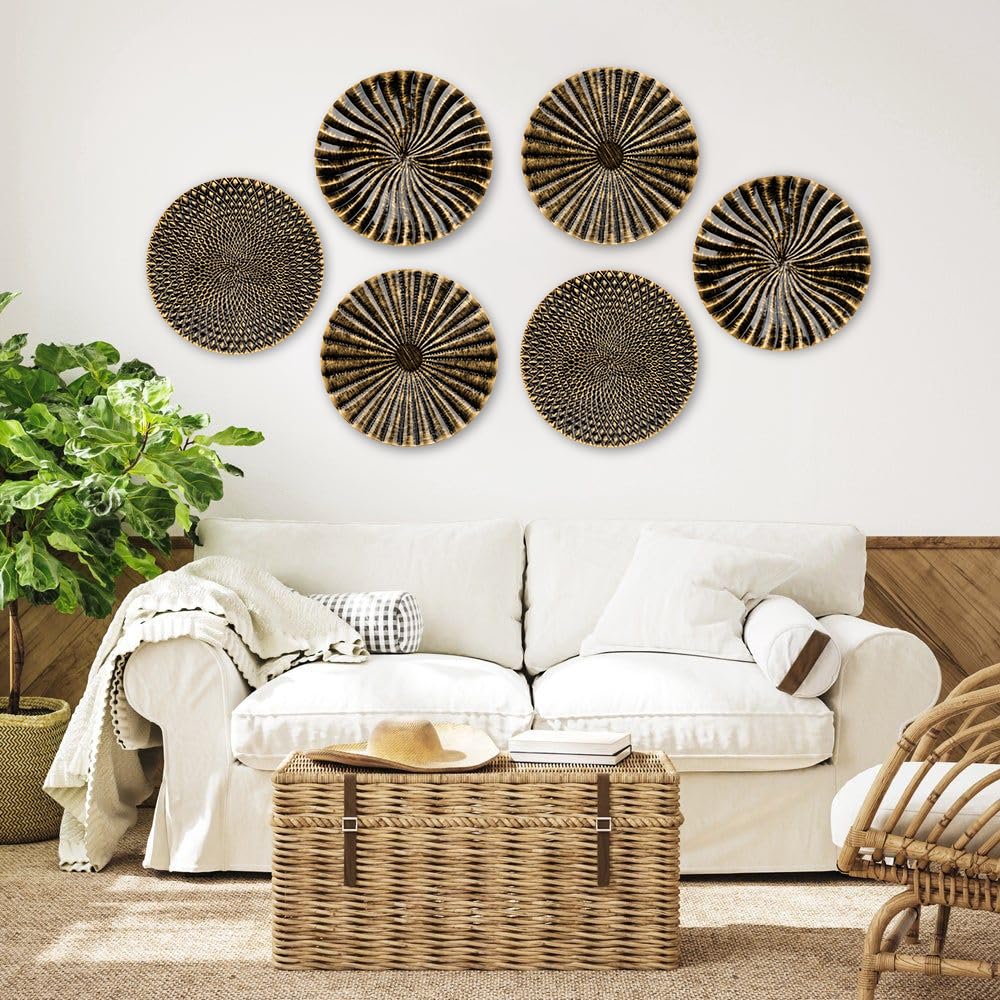 3-częściowy zestaw złotych rzeźb ściennych w stylu boho, okrągła dekoracja ścienna, metalowa, dekoracja 3D, obrazy metalowe, nowoczesne dzieło sztuki, do domu, salonu, jadalni, sypialni, kuchni