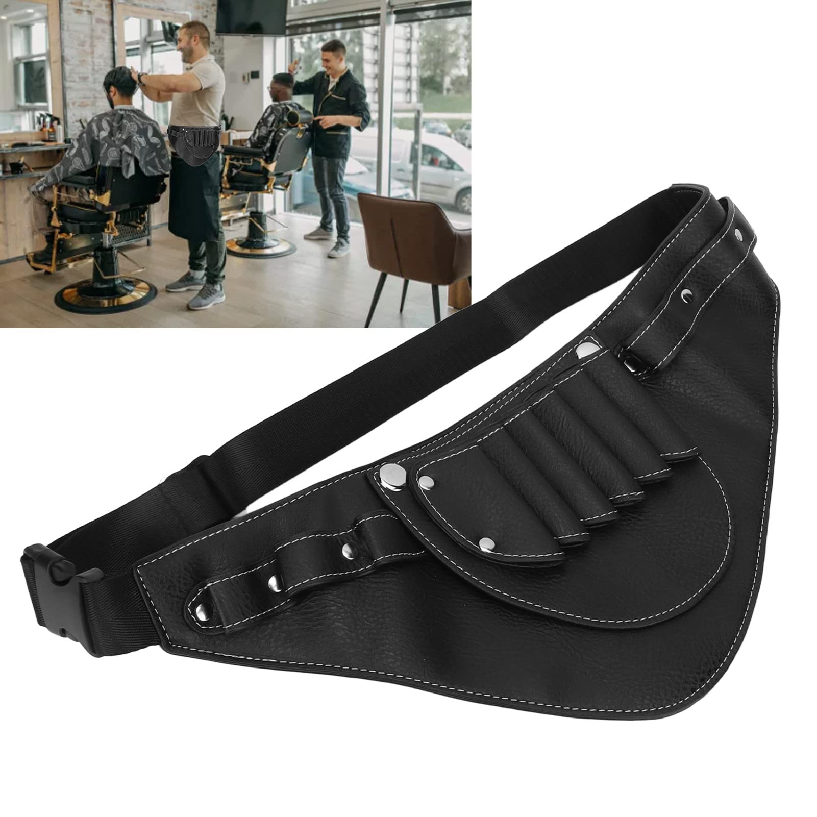 Scissors Waist Bag, 2 Layers Portable PU Scissors Holder Pouch Cases Tool Bags Hair Stylist Scissor Holder Fashion Waist Packs for Hairdressing Tools