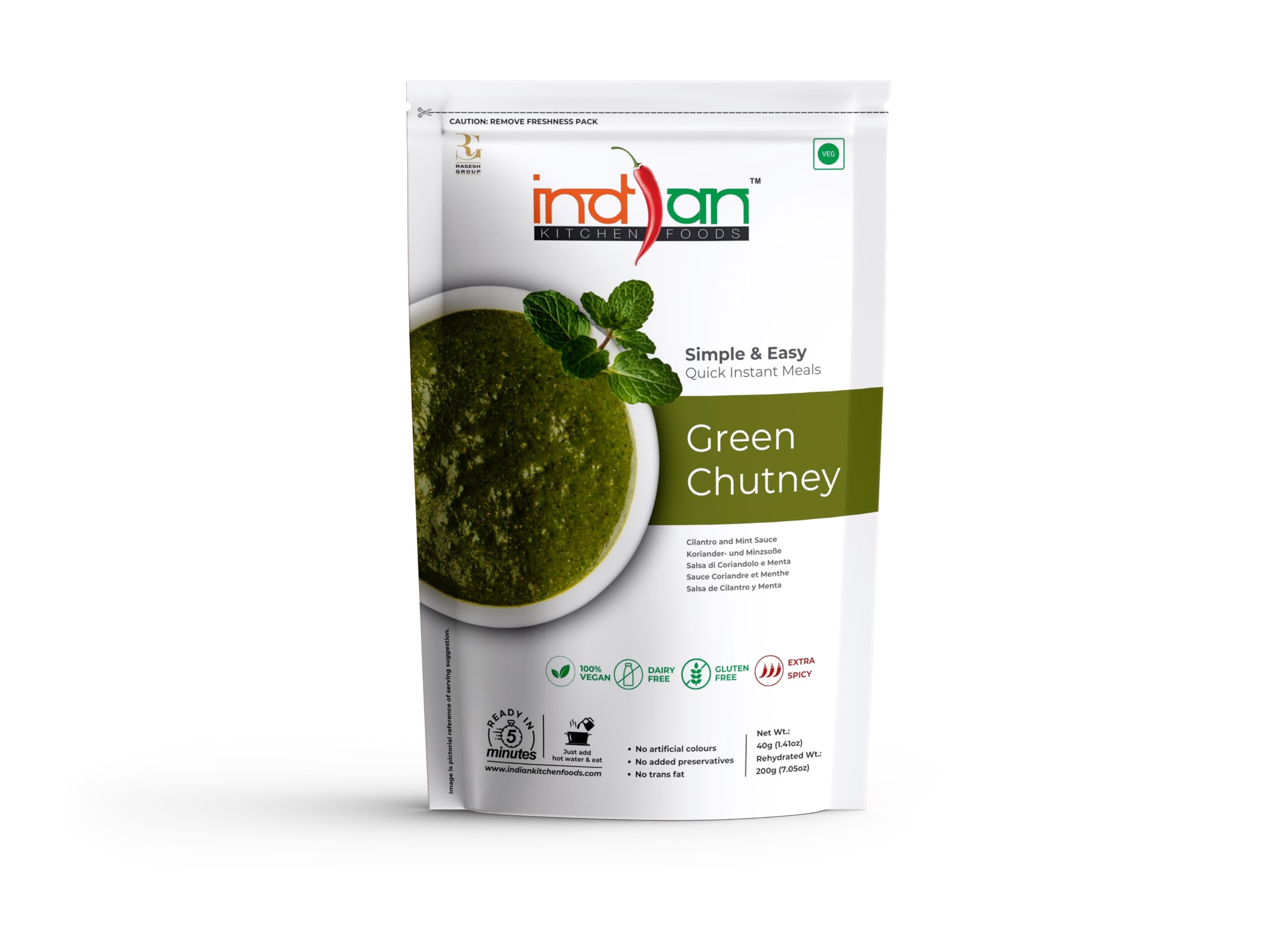 Indian Kitchen Foods Instant Green Chutney - Freeze Dried, Gluten-Free, Ready-to-Eat Indian Vegan Meal (B0D7P5JGGJ) Amazon Price History, Amazon Price Tracker