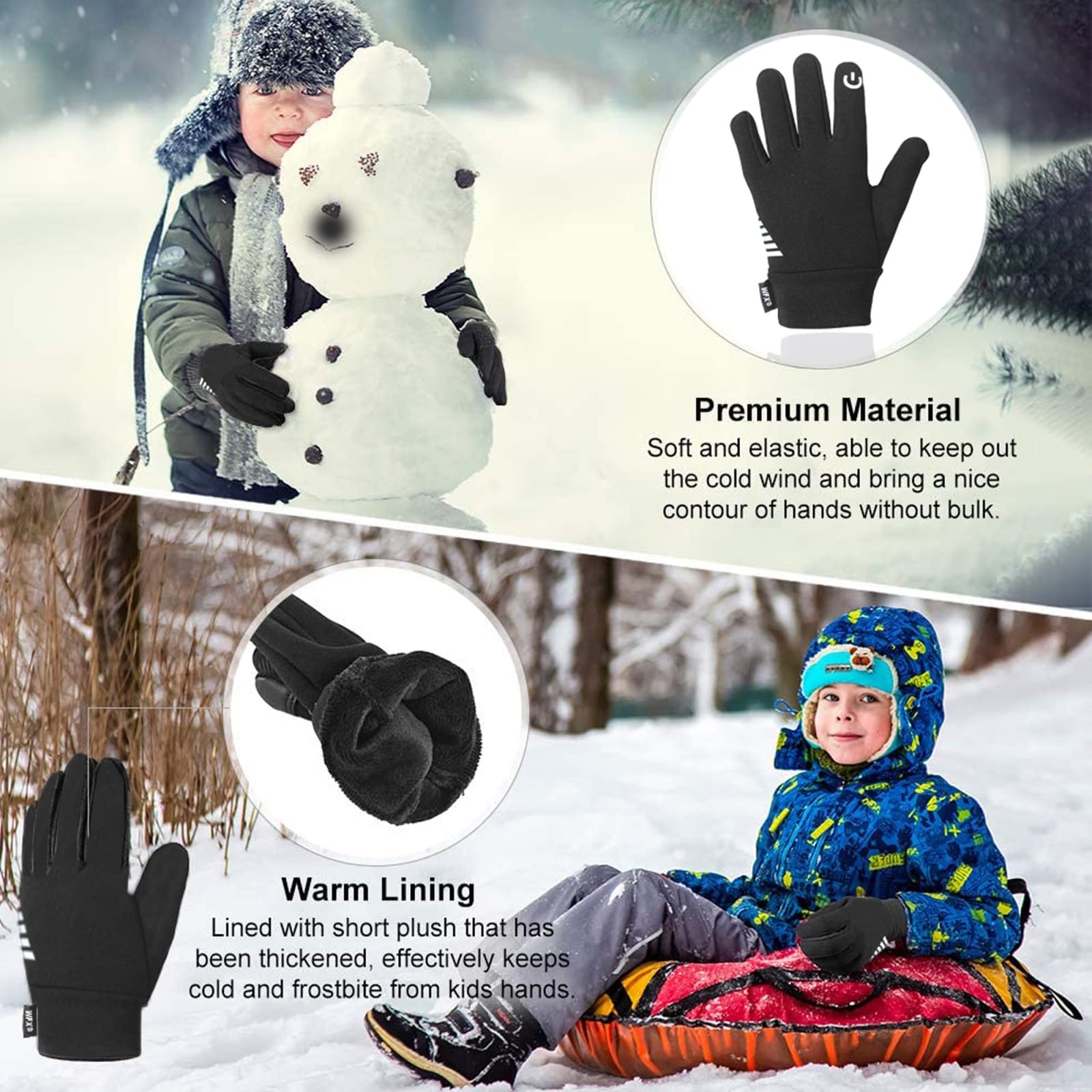 Bambini Inverno Ciclismo Guanti In Esecuzione Ragazzi Ragazze Touch Screen Anti Slip Termico Sci Caldo Bambini Outdoor Bike Sport Bambino Cal
