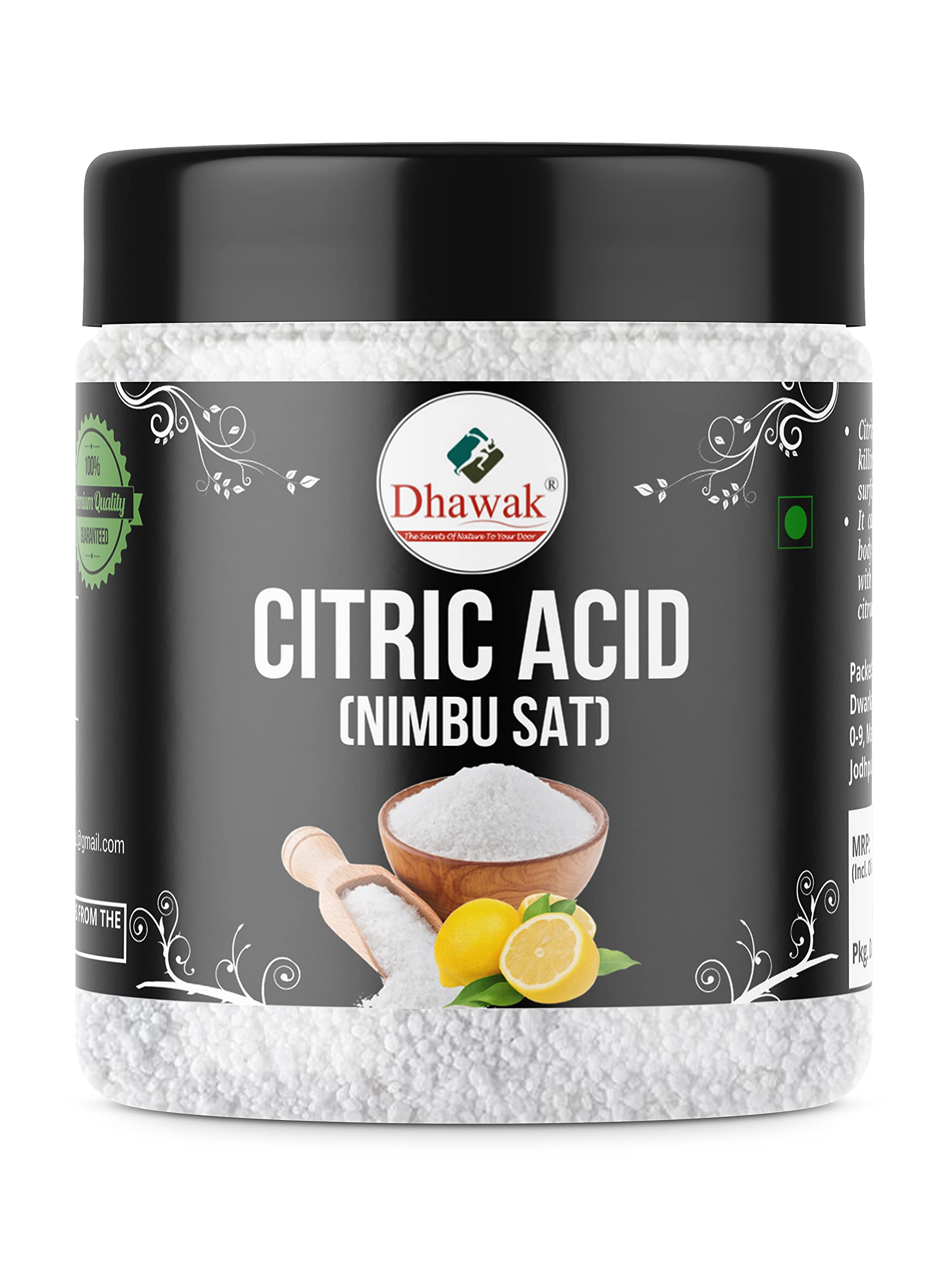 DHAWAK Citric Acid|Nimbu Sat - 400 Gms. Nimbu Sat|Lemon Salt|Jar Pack|- Powder