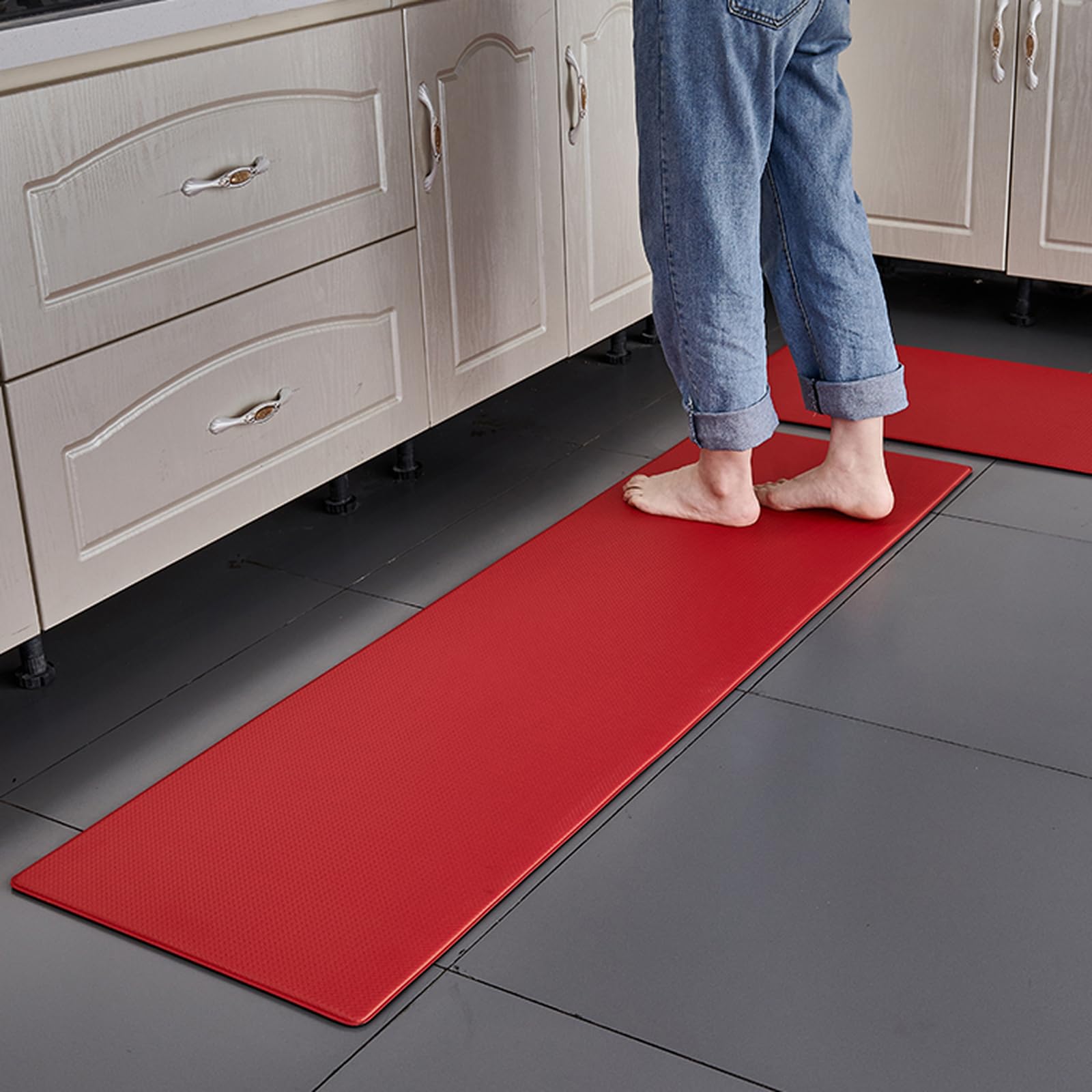 Tapis de cuisine anti-fatigue - 10 mm d'épaisseur - Tapis de sol rembourré avec base antidérapante, imperméable et facile à nettoyer pour évier/bureau/maison, confort ergonomique 8H+