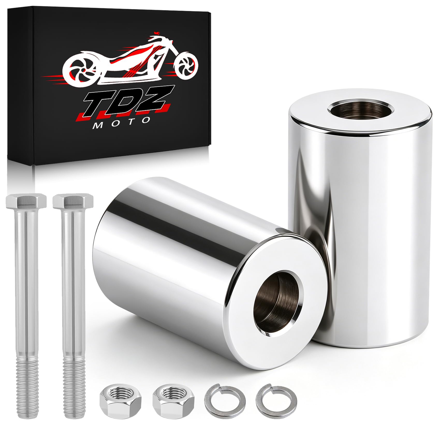 TDZ 2'' Inch Rise Handlebar Risers Extension For Harley 1-1/4'' Handlebars Chrome Motorcycle Spacers，