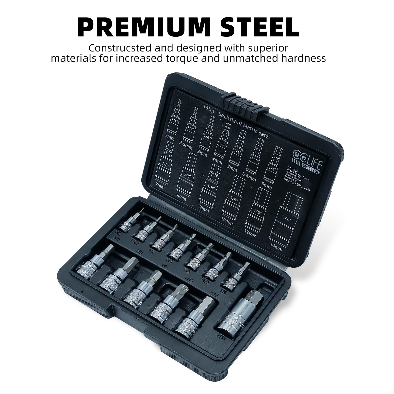 Set Chiavi Esagonali 13 Pezzi - 1/4, 3/8, 1/2 Pollice Con Scatola Portatile Per Avvitatori - Foto 11