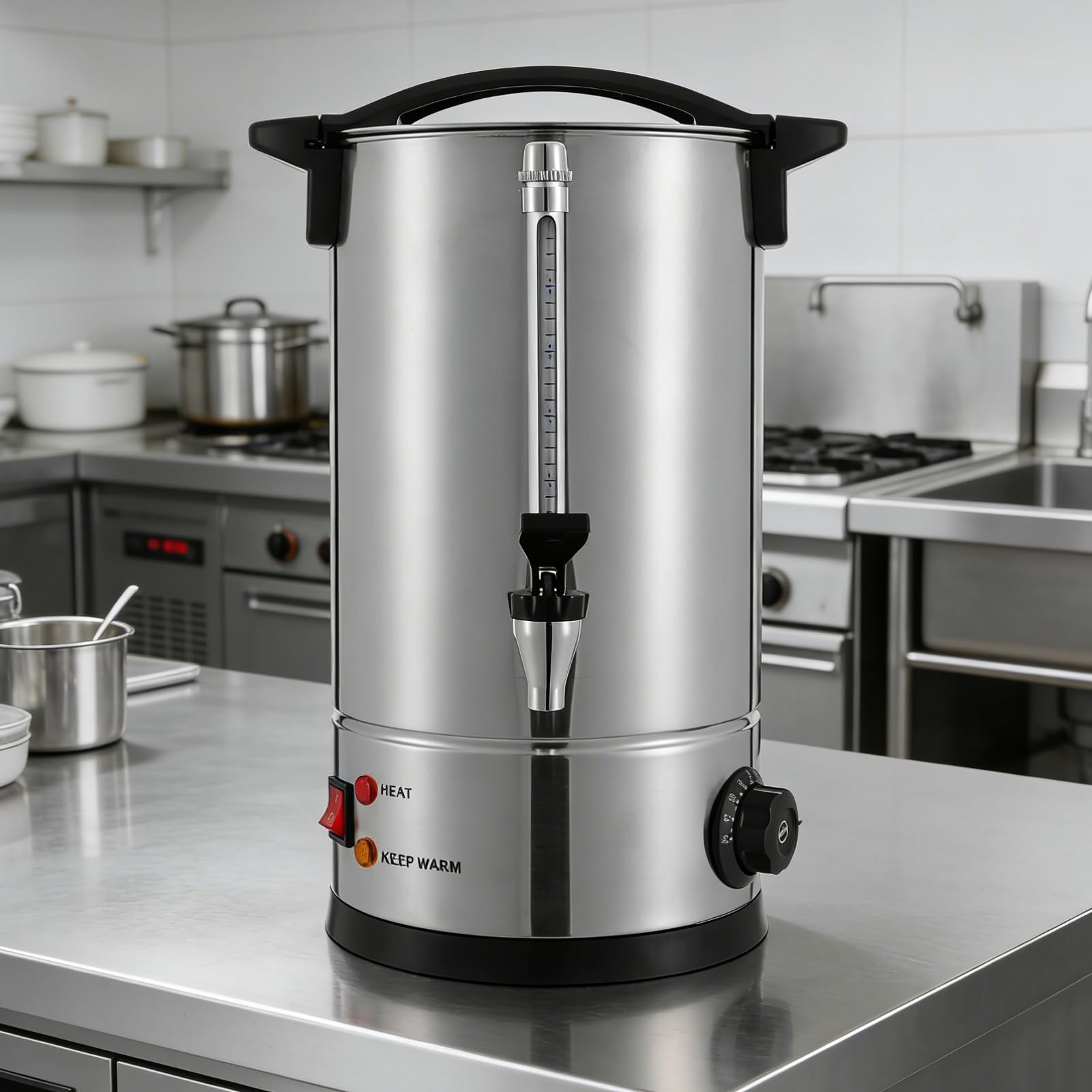Electric Hot Water Dispenser, Stainless Steel Commercial Water Boiler and Warmer, Coffee Tea Urn, Adjustable Tabletop Tea Coffee Urn for Party Buffet Catering