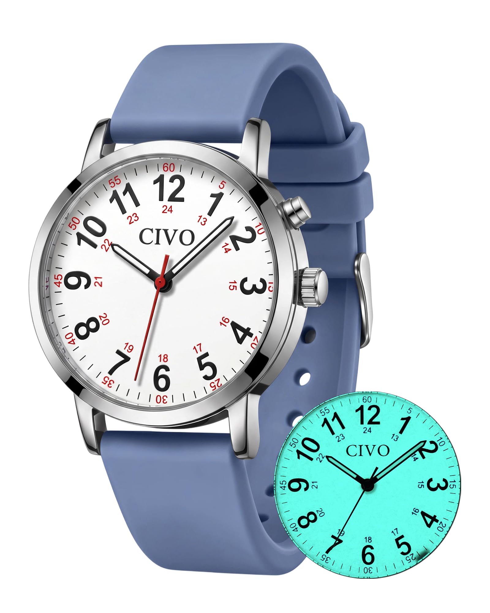 CIVO Night-Light Nurse Watches for Women: Easy-Read Analog Waterproof Watch