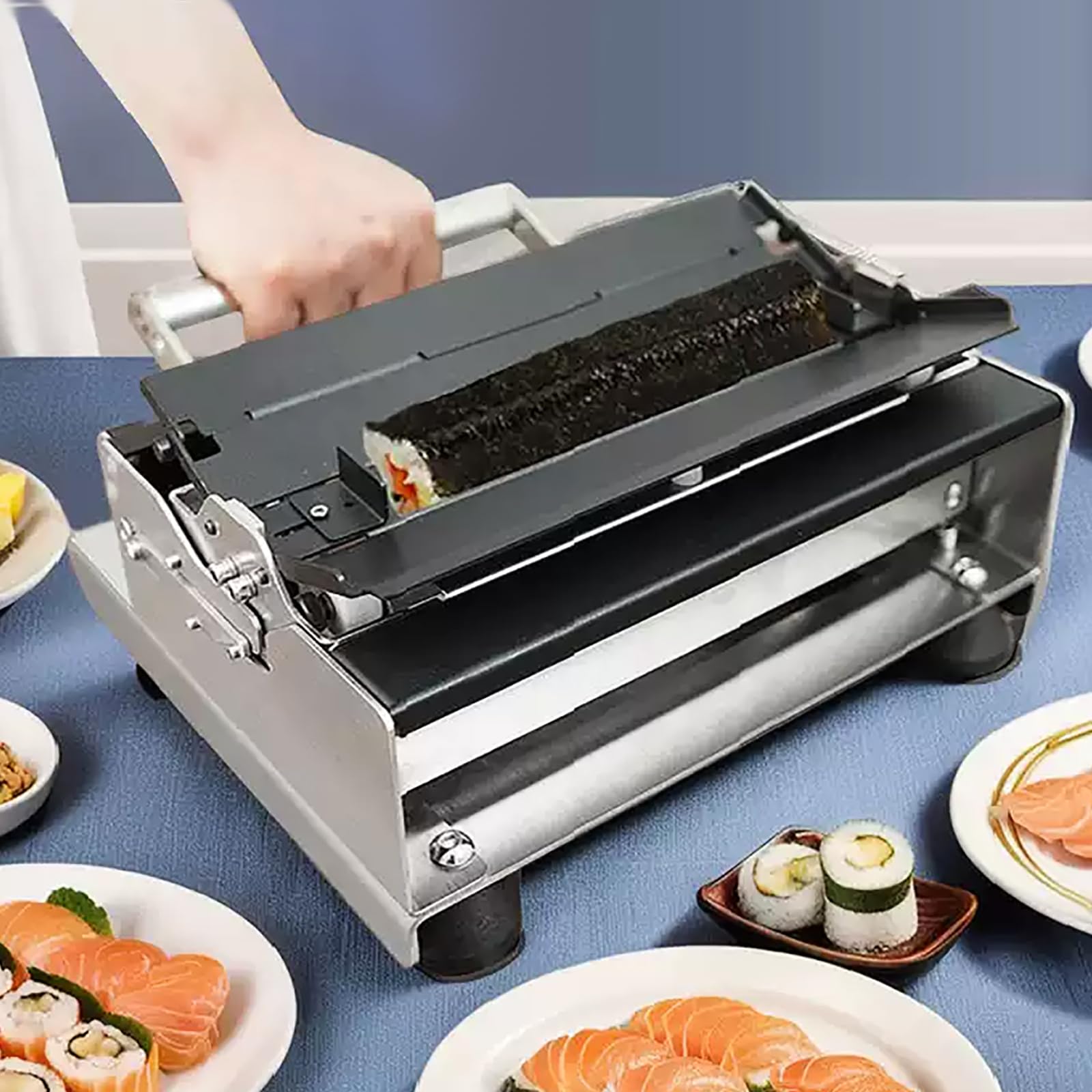 Ręczny wałek do sushi, zestaw do robienia sushi ze stali nierdzewnej, ryż nieprzywierający, idealny do szybkiego serwowania w restauracjach sushi i kuchniach na wynos