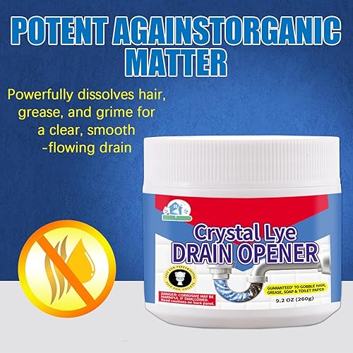 Miniatura 3 de BELL BIRDCrystal - Abridor de drenaje de lejía, hidróxido de sodio de lejía, desatasca fregaderos de baño y cocina, desagües, tubos de ducha (1PSC)