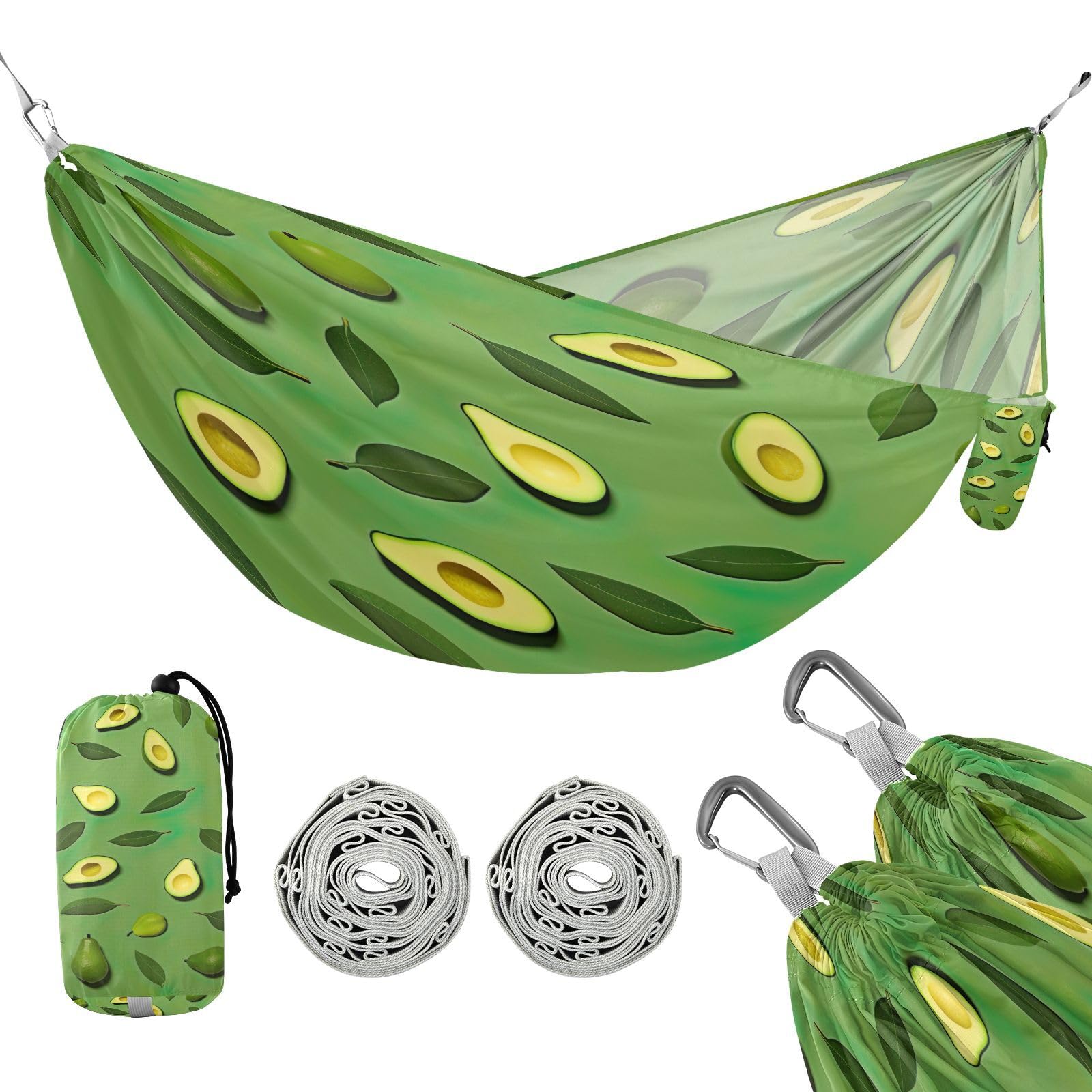 ATTX Small Avocado Slices Camping Hammock - Lightweight & Portable Hammocks, Heavy Duty 330lbs Capacity for Indoor, Hiking, Backpacking, Travel, Backyard, Beach#377