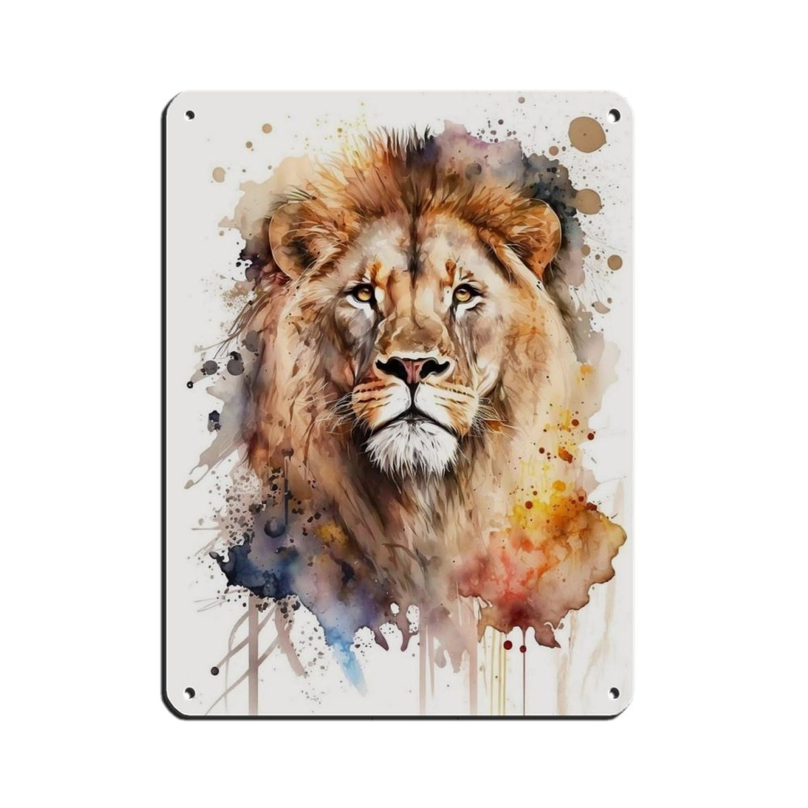 Watercolor Lion, Art Poster Retro Poster Metal Tin Sign Chic Art Retro Iron Painting Bar People Cave Cafe Family Garage Poster Wall Decoration 12x16inch(30x40cm)