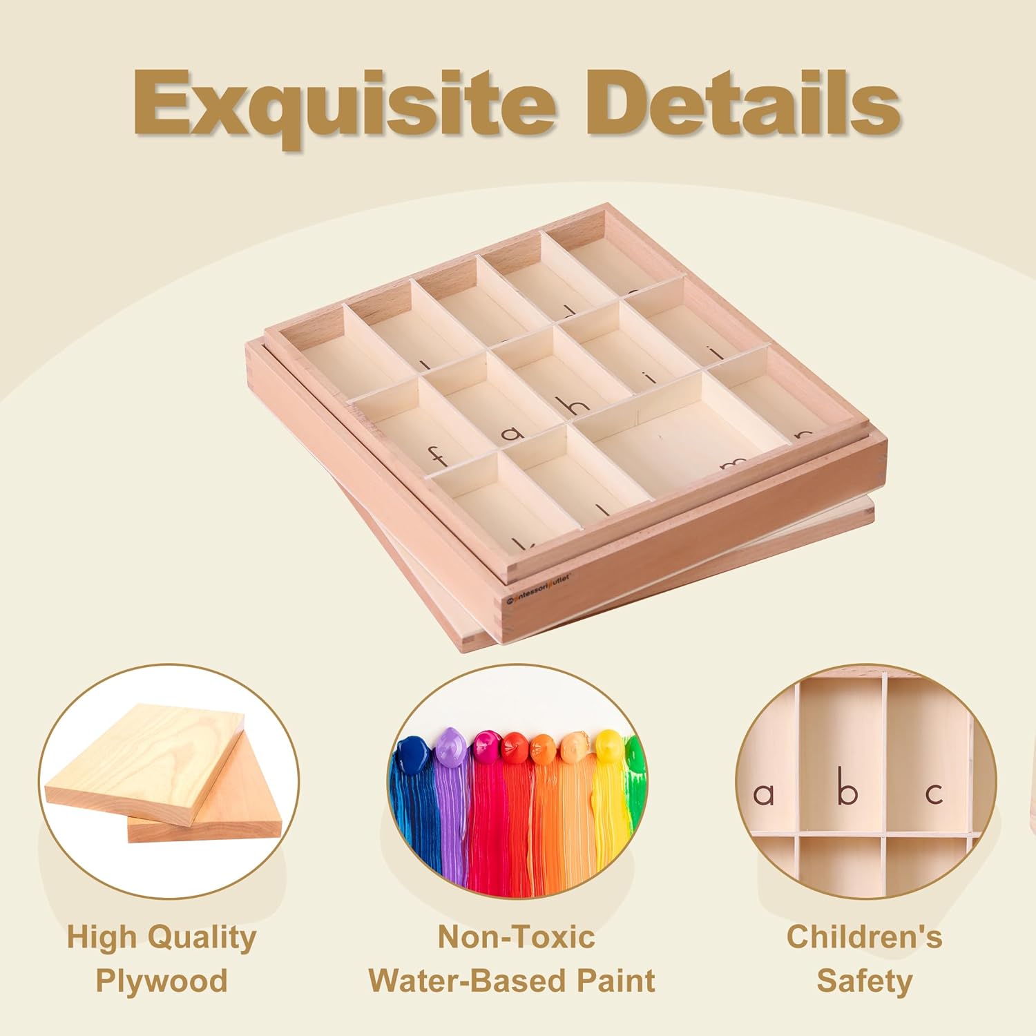 MONTESSORI OUTLET Medium Movable Alphabet Box (Lower Case Letters) - Box Only, Doesn't Contain Letters for 3-6 Years Montessori Education at School and Home