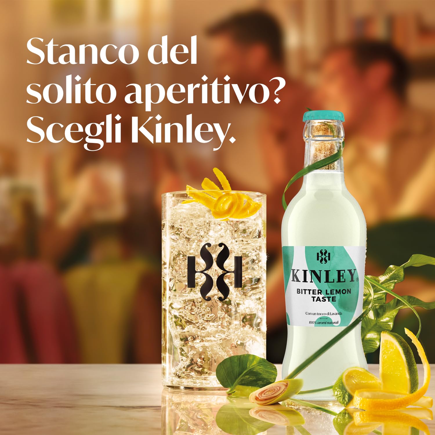 Kinley Bitter Lemon Taste, Bevanda al Limone con note di Lavanda, Adatta alla Mixology, Per Drink Rinfrescanti e dal Sapore Inconfondibile, Bevanda Analcolica - 24 Bottiglie in Vetro da 200 ml