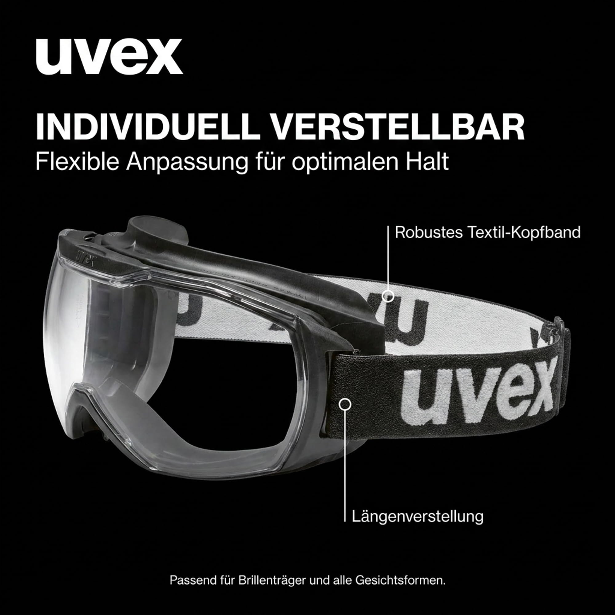 Uvex Megasonic Okulary ochronne dla osób noszących okulary - odporne na zaparowanie i zarysowania