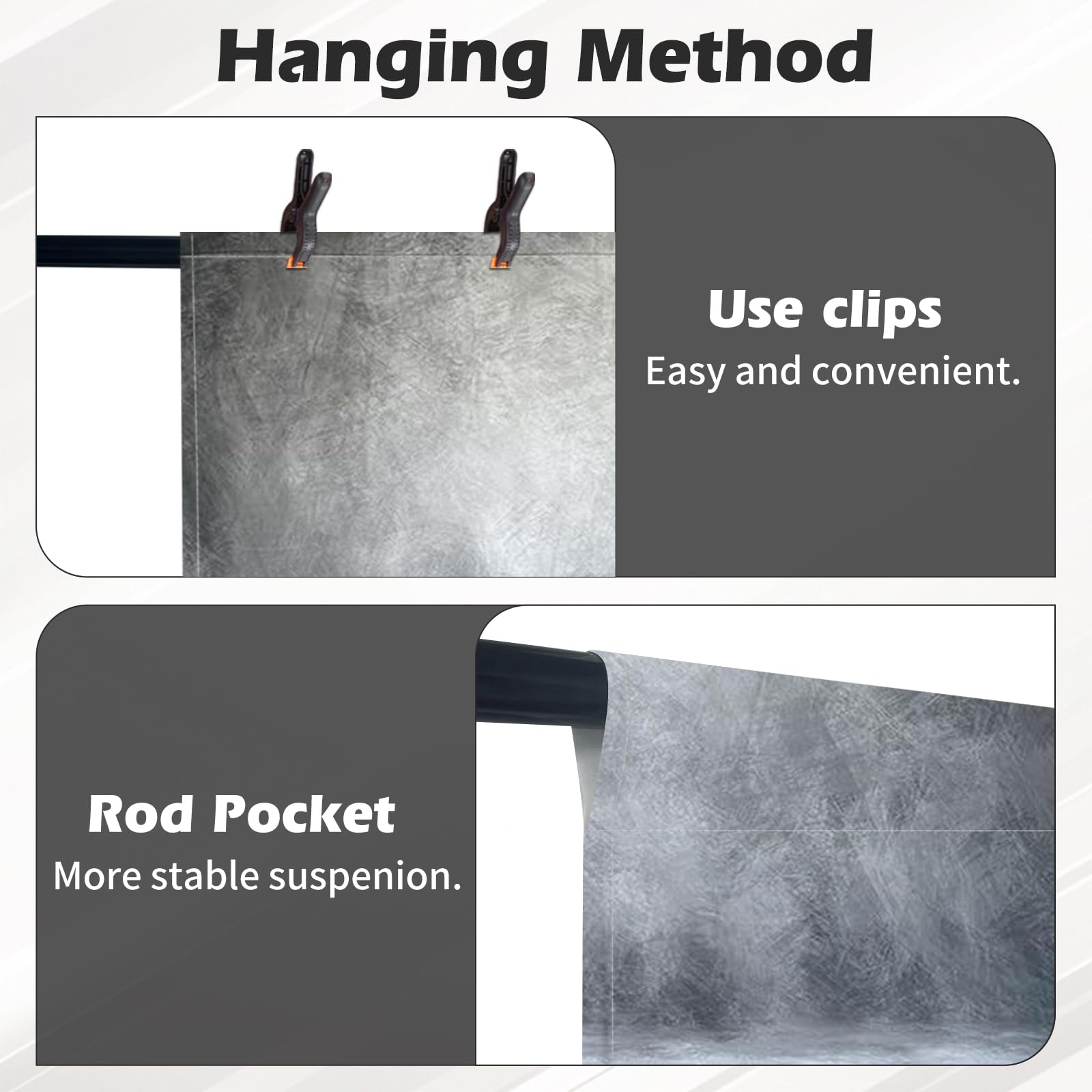 Abstrakter Fotohintergrund Stoff 243x300 cm Groß Dick Polyester Hintergrund mit 4 Clips,Foto-Requisiten, Fotoshooting-Studio,Produktfotografie for Portrait Photo Background Adult Kids Headshot (Grau)