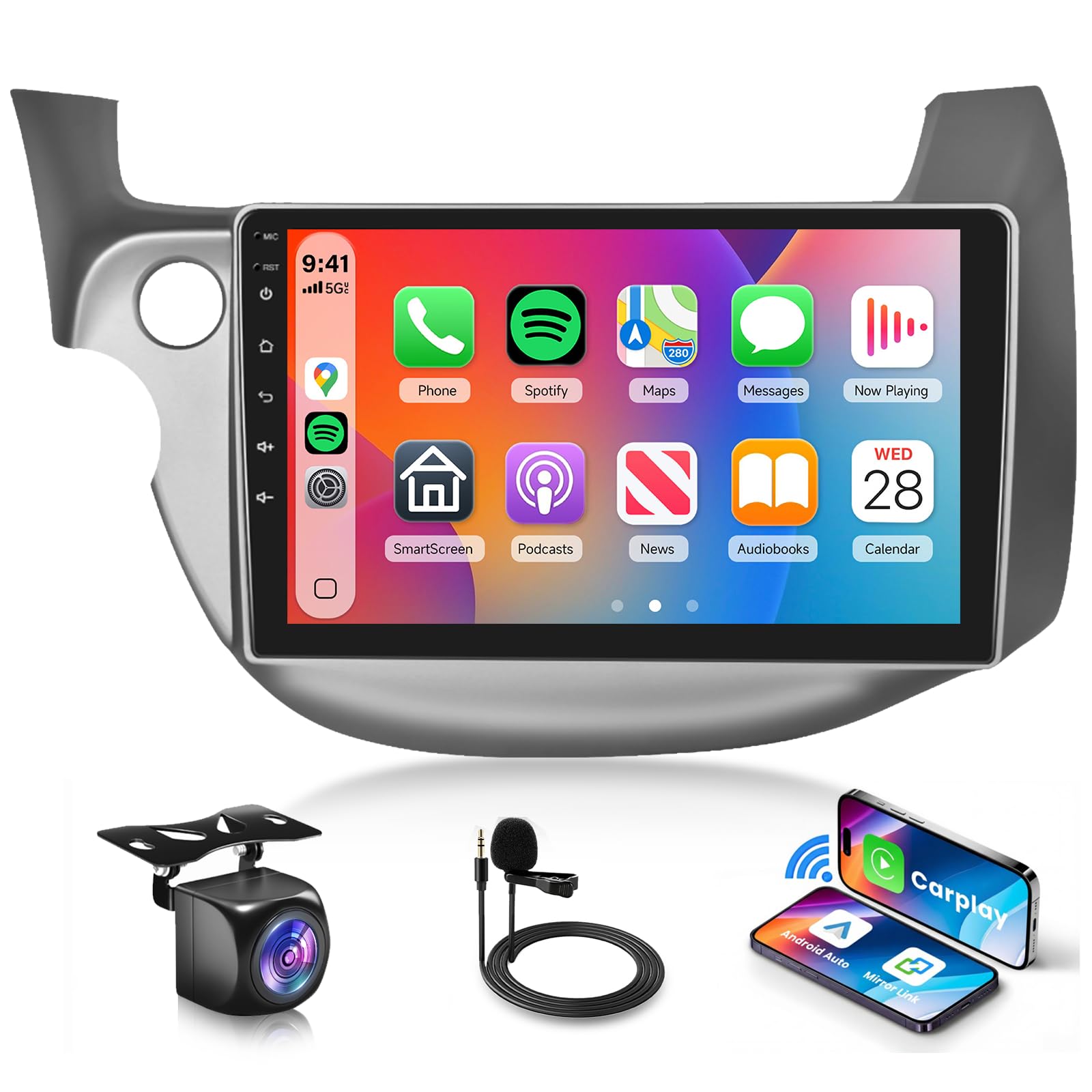 [8 CORE 2G+64G] Car Radio for Honda Fit 2008-2013 with Wireless Apple Carplay/Android Auto, 10.1 Inch Android 13 IPS Touch Screen Car Stereo, Bluetooth, GPS Navi, WiFi, SWC, DSP + Backup Camera-image-26