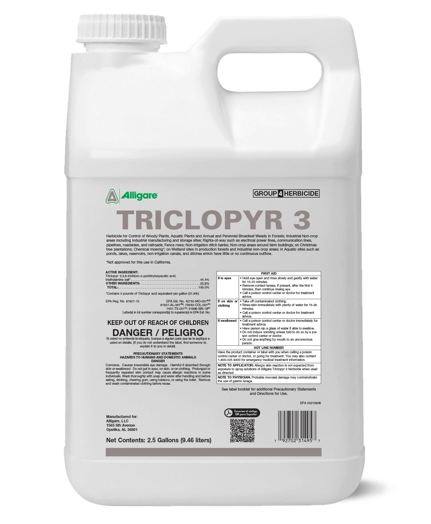 Alligare Triclopyr 3 2.5 Gal